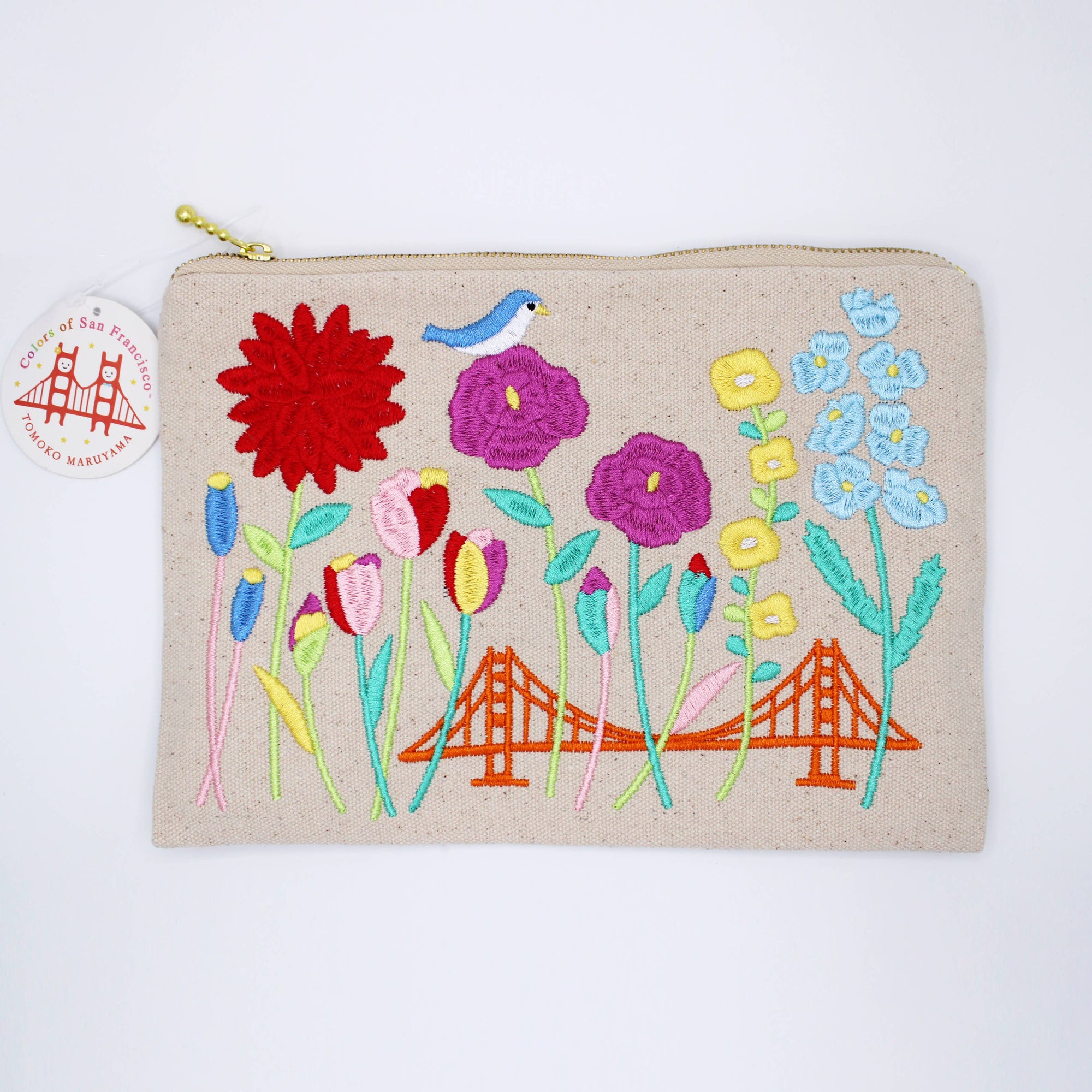 SF Flowers Embroidered Pouch