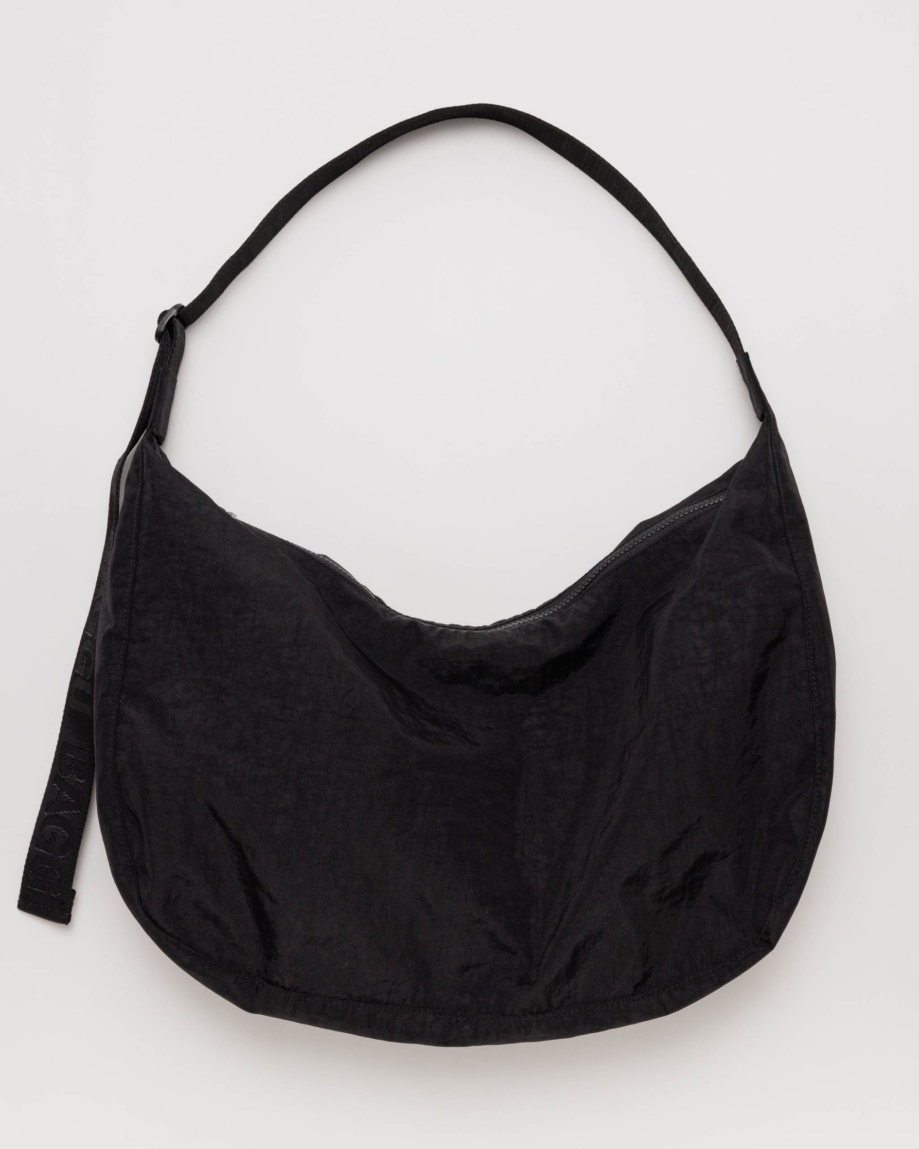 Large Nylon Crescent Bag, Black