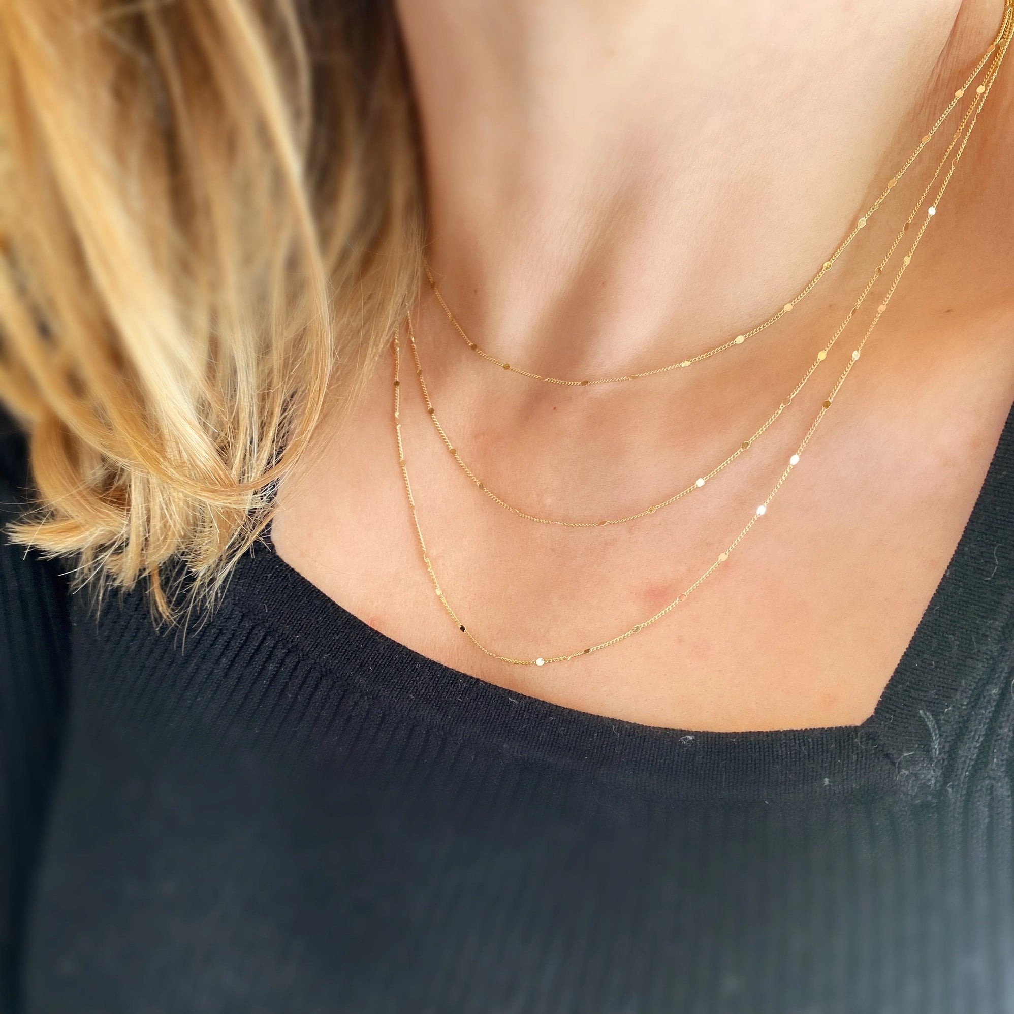 Pressed Chain Necklace, 18k Gold Filled