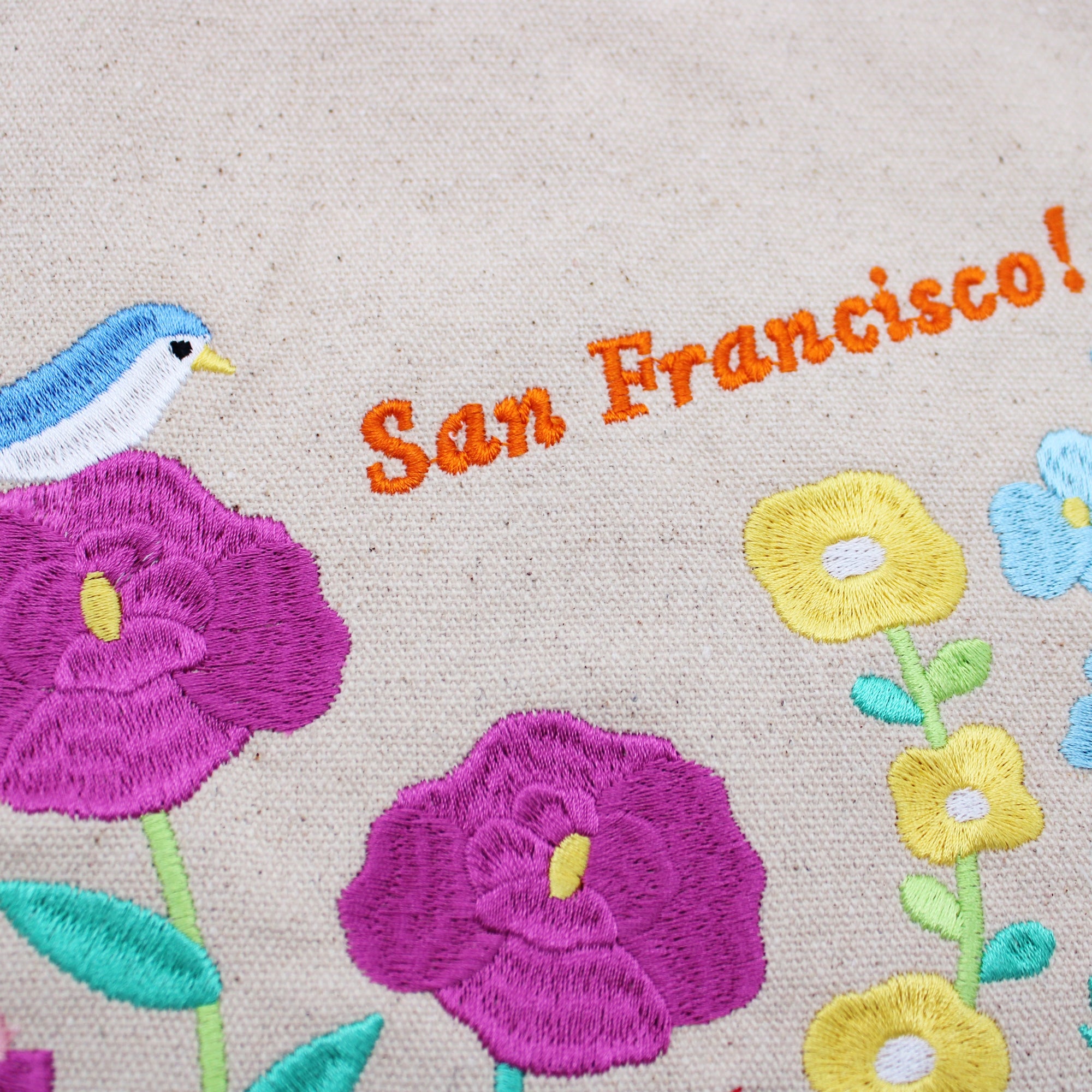 SF Flowers Embroidered Lunch Bag