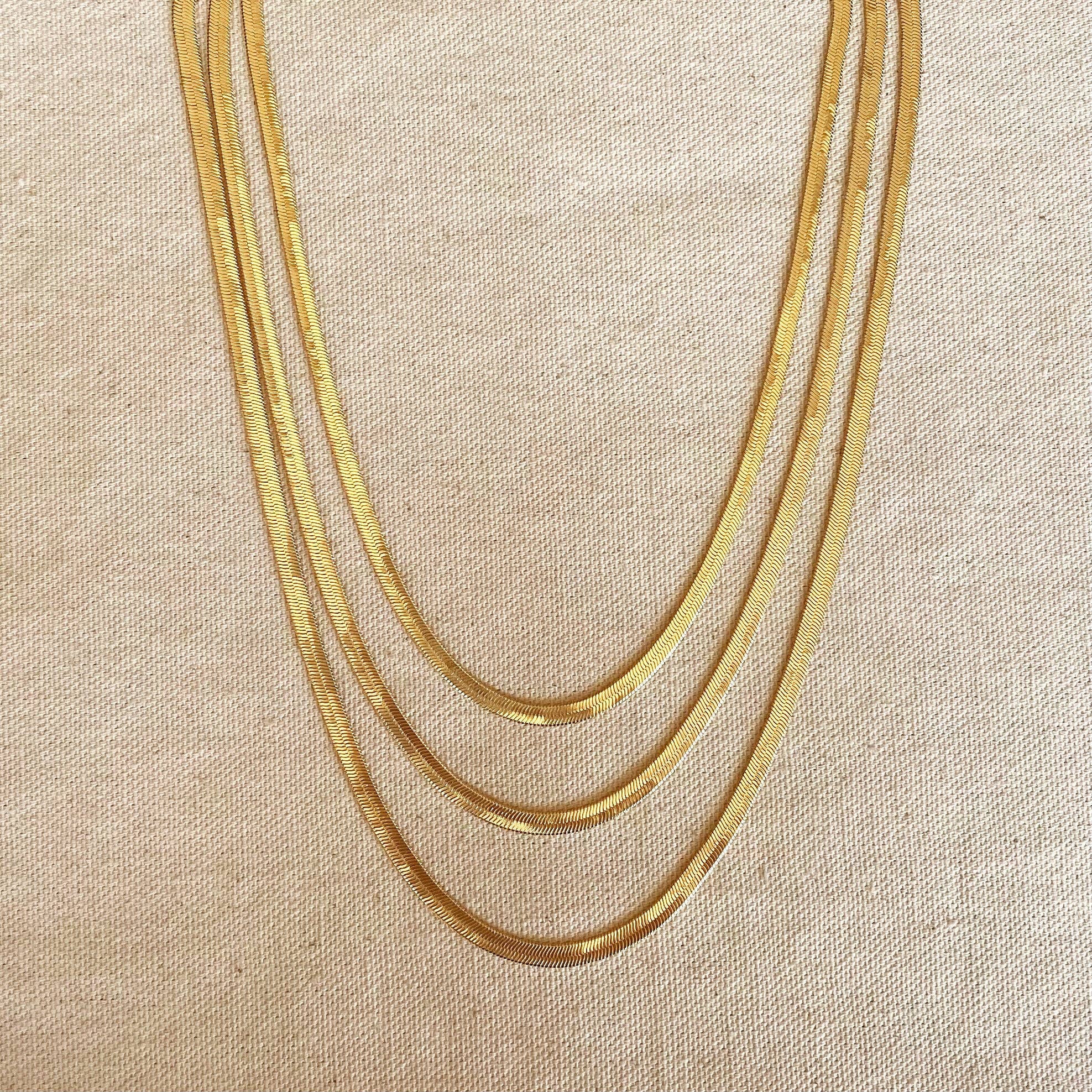 Thick Herringbone Chain, 18k Gold Filled