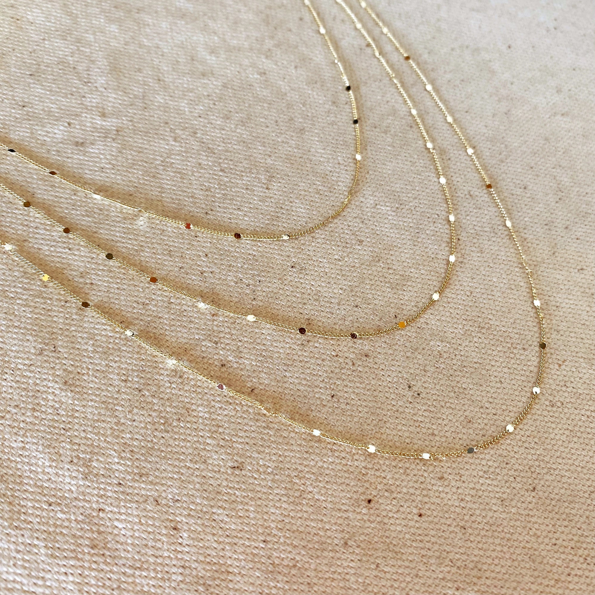 Pressed Chain Necklace, 18k Gold Filled