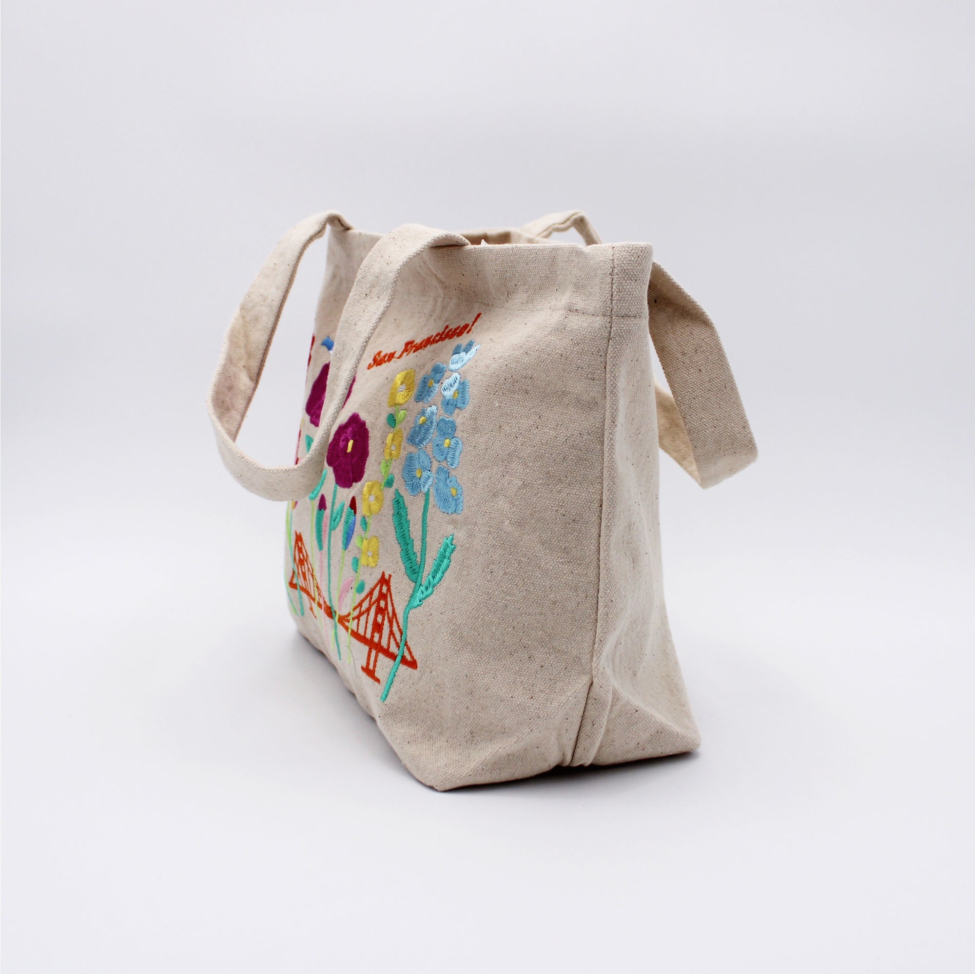 SF Flowers Embroidered Lunch Bag