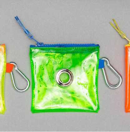 Neon Vinyl Waste Pouch, Green/Blue