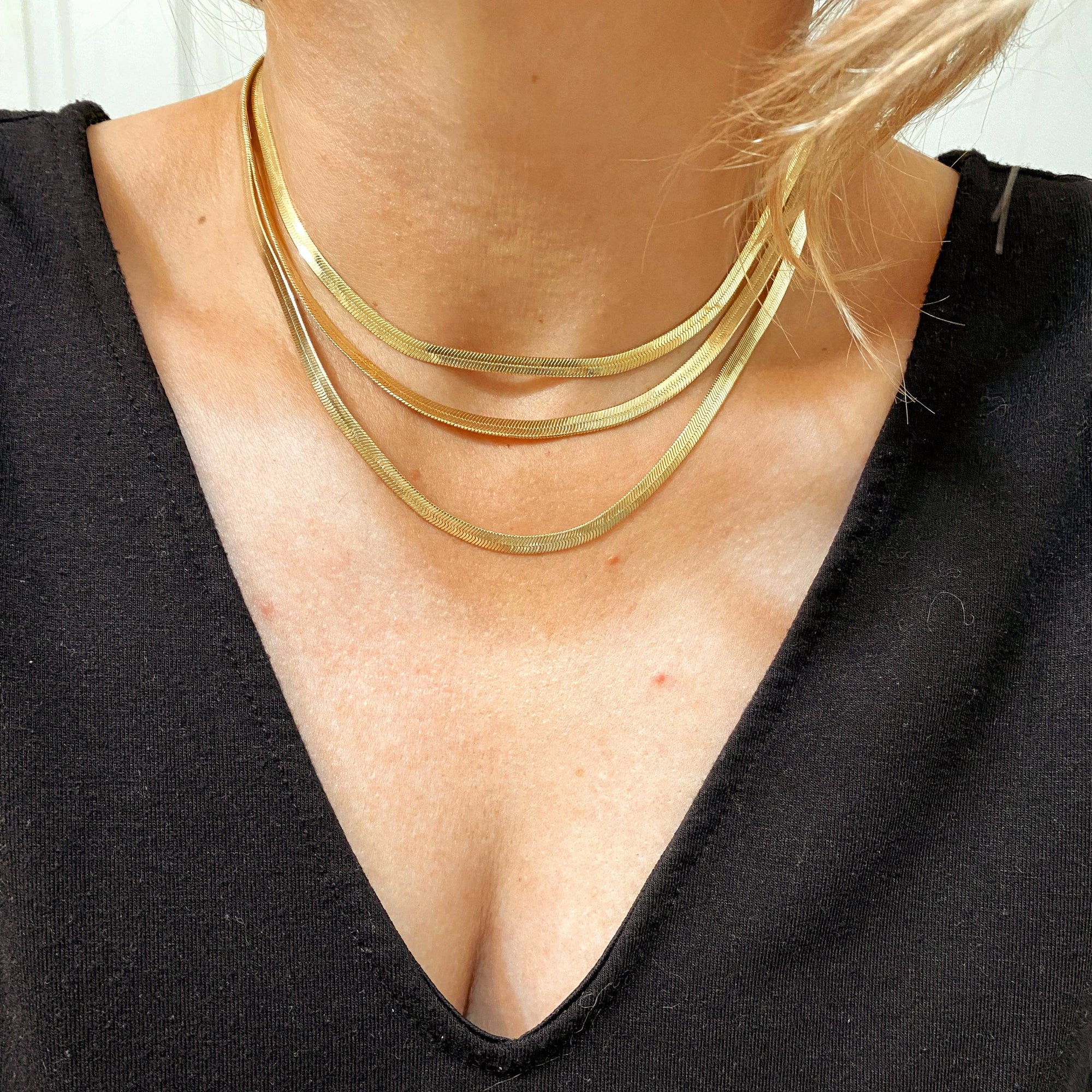 Thick Herringbone Chain, 18k Gold Filled