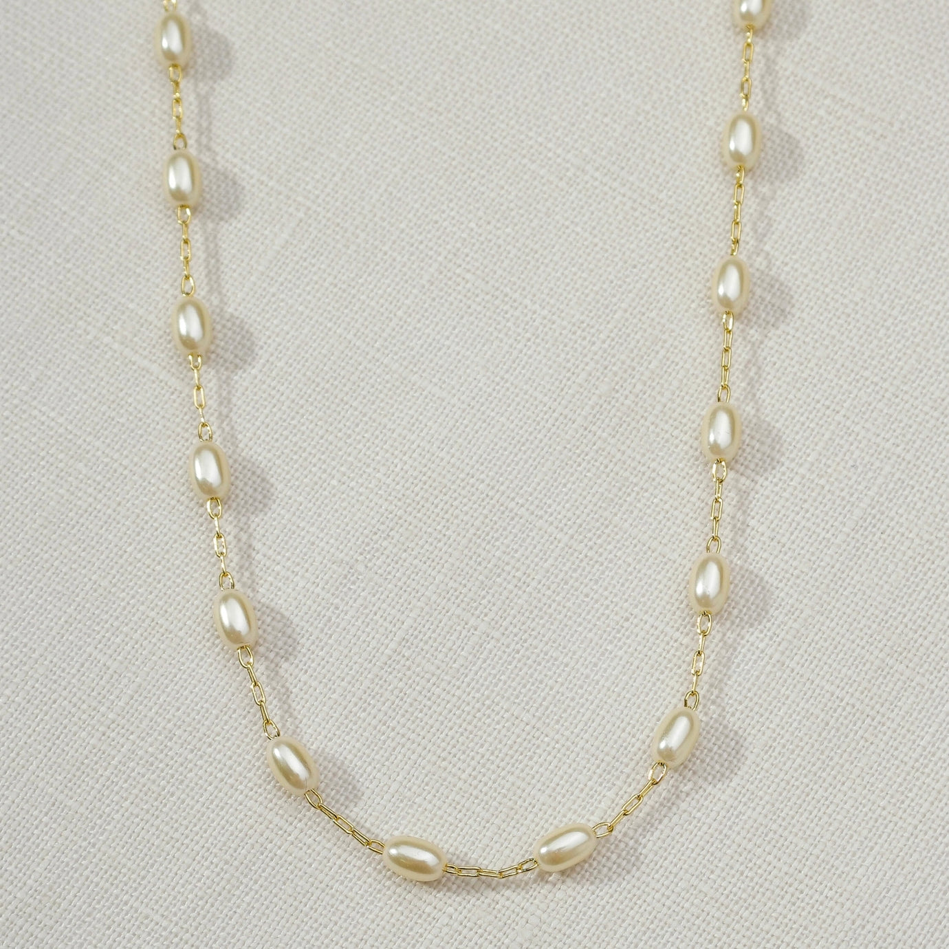 Oval Pearl Necklace, 18k Gold Filled