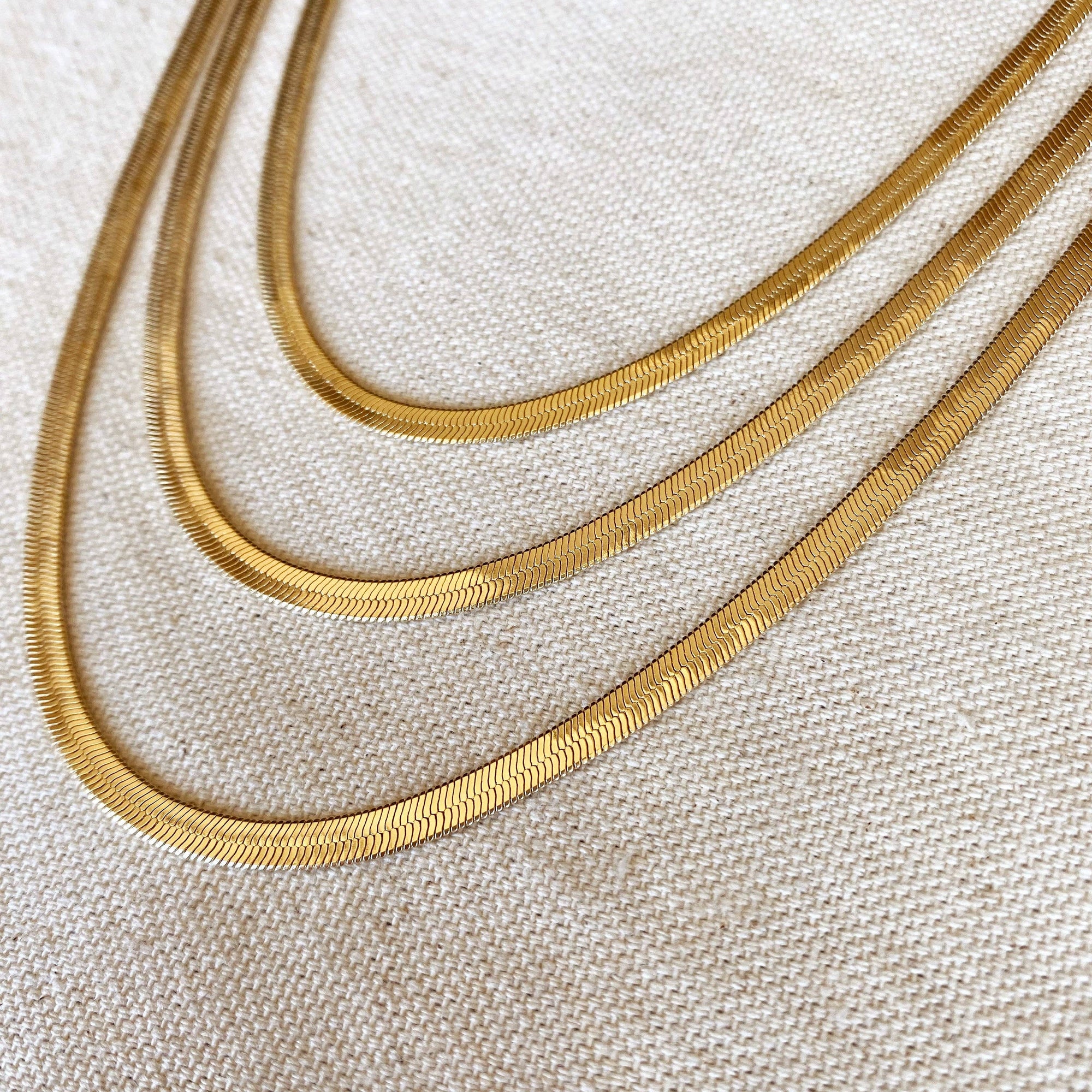 Thick Herringbone Chain, 18k Gold Filled