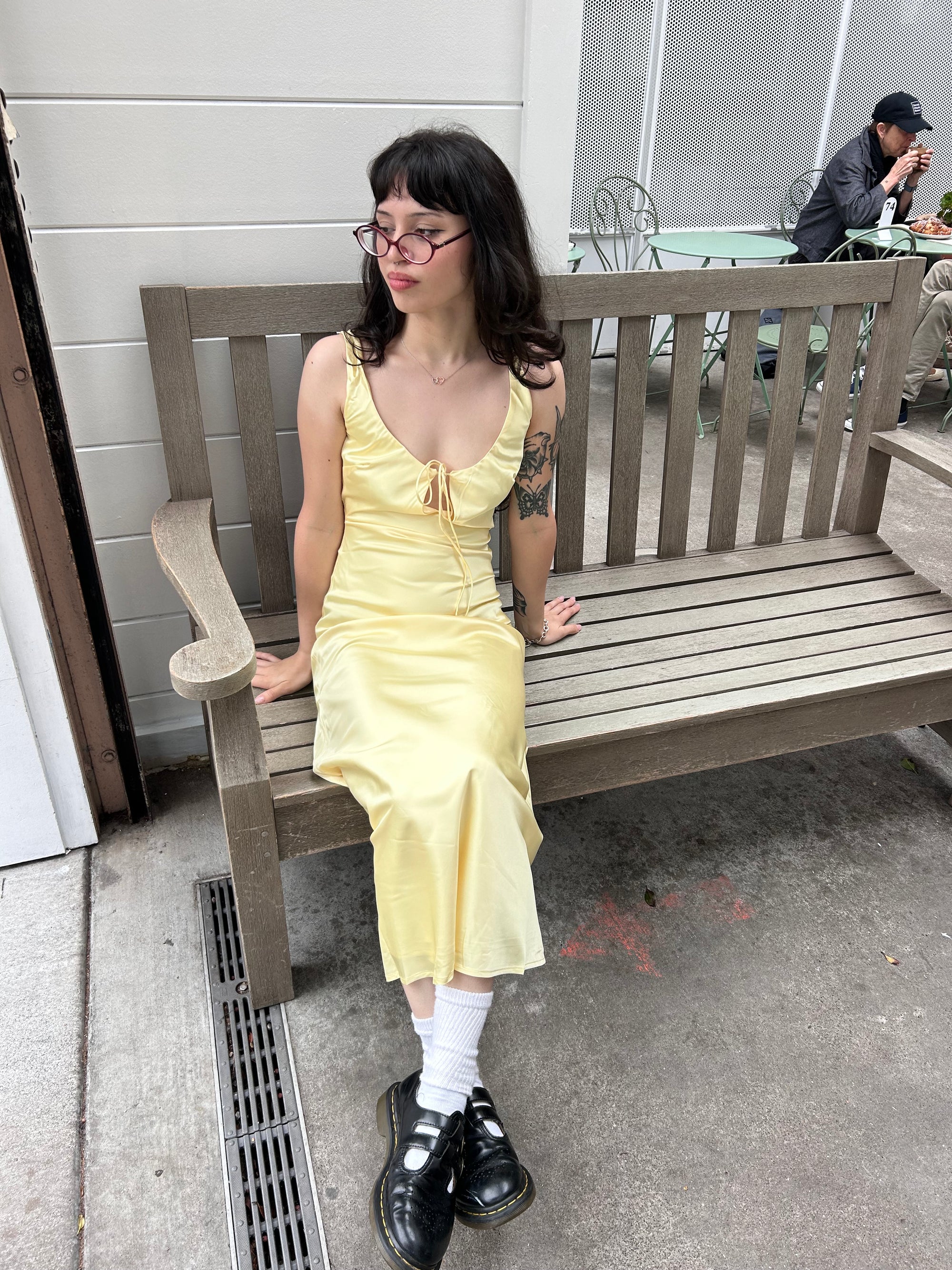 Satin Keyhole Maxi Dress, Butter Yellow