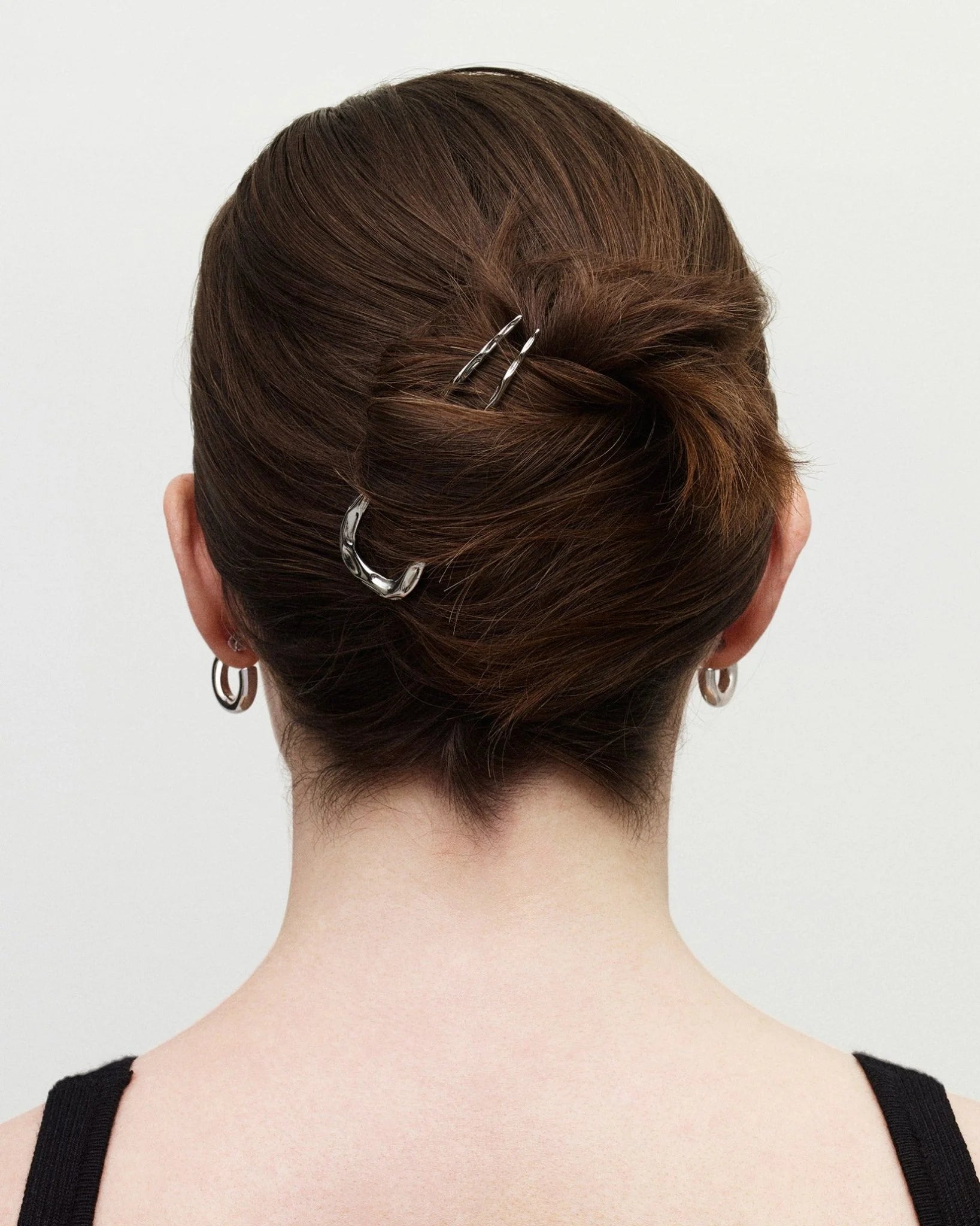 Petite Oval French Hair Pin, Silver