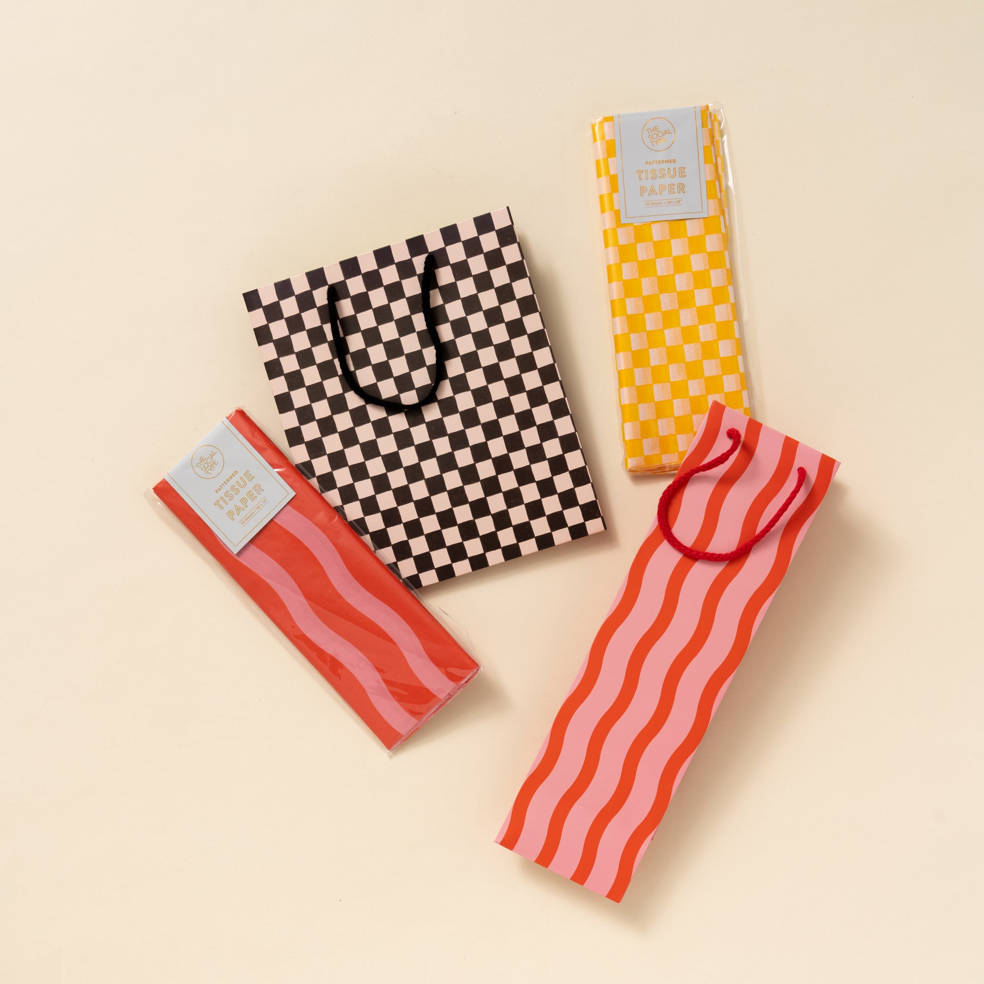Fussy Stripe Tissue Paper, Tangy Red/Pink