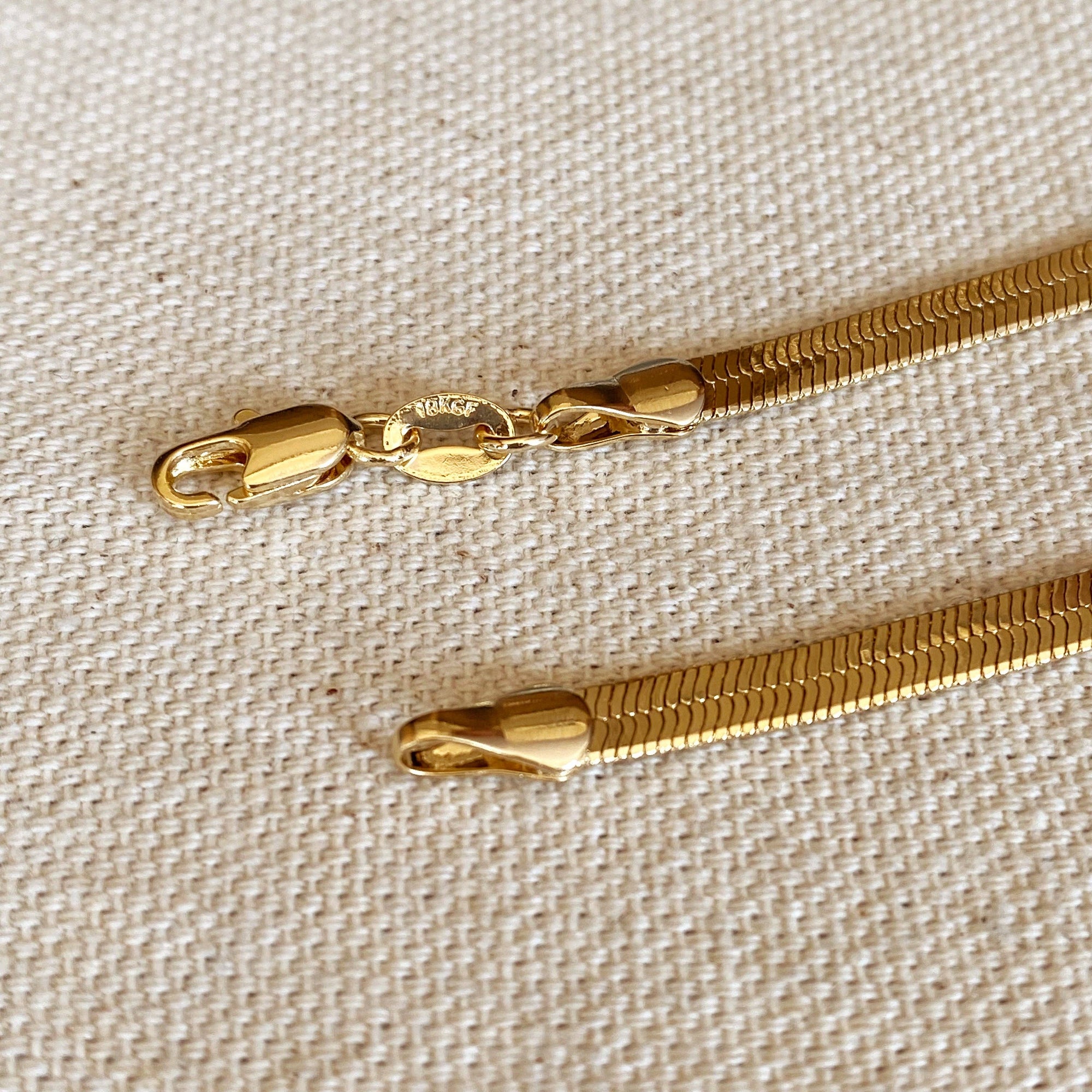 Thick Herringbone Chain, 18k Gold Filled