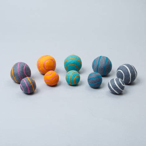 Striped Wool Balls, Orange/Pink