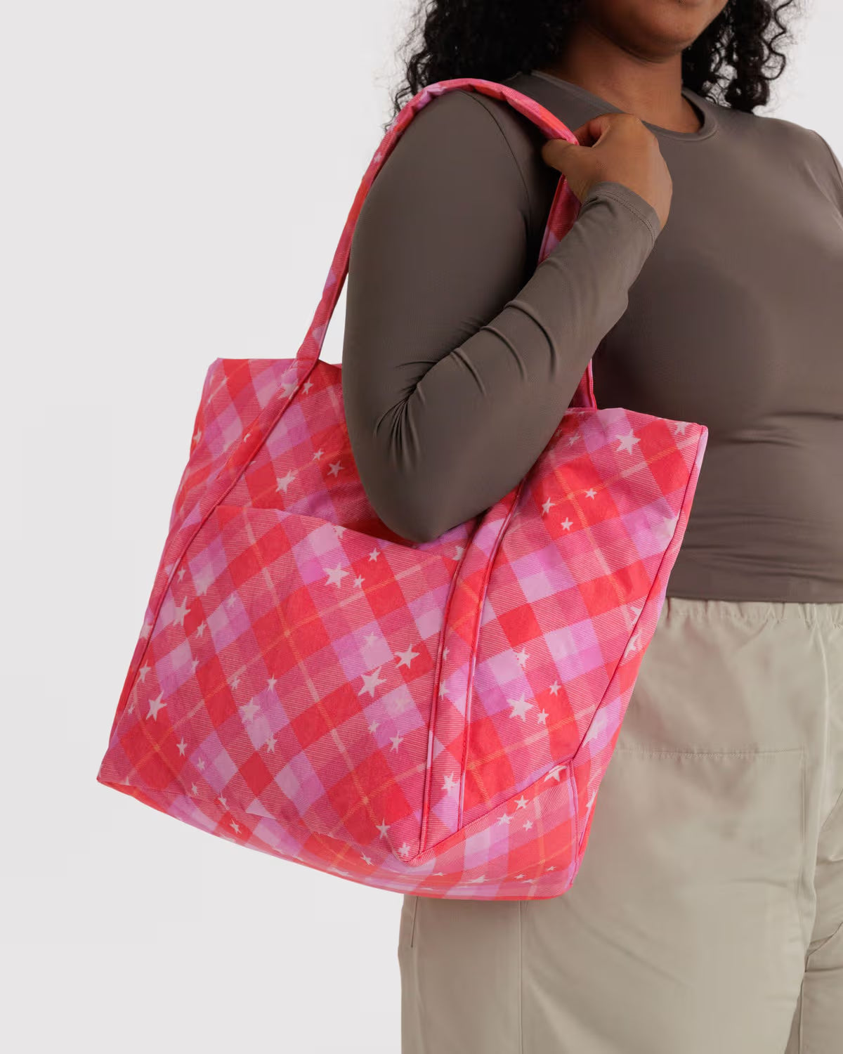 Cloud Bag, Pink Star Plaid