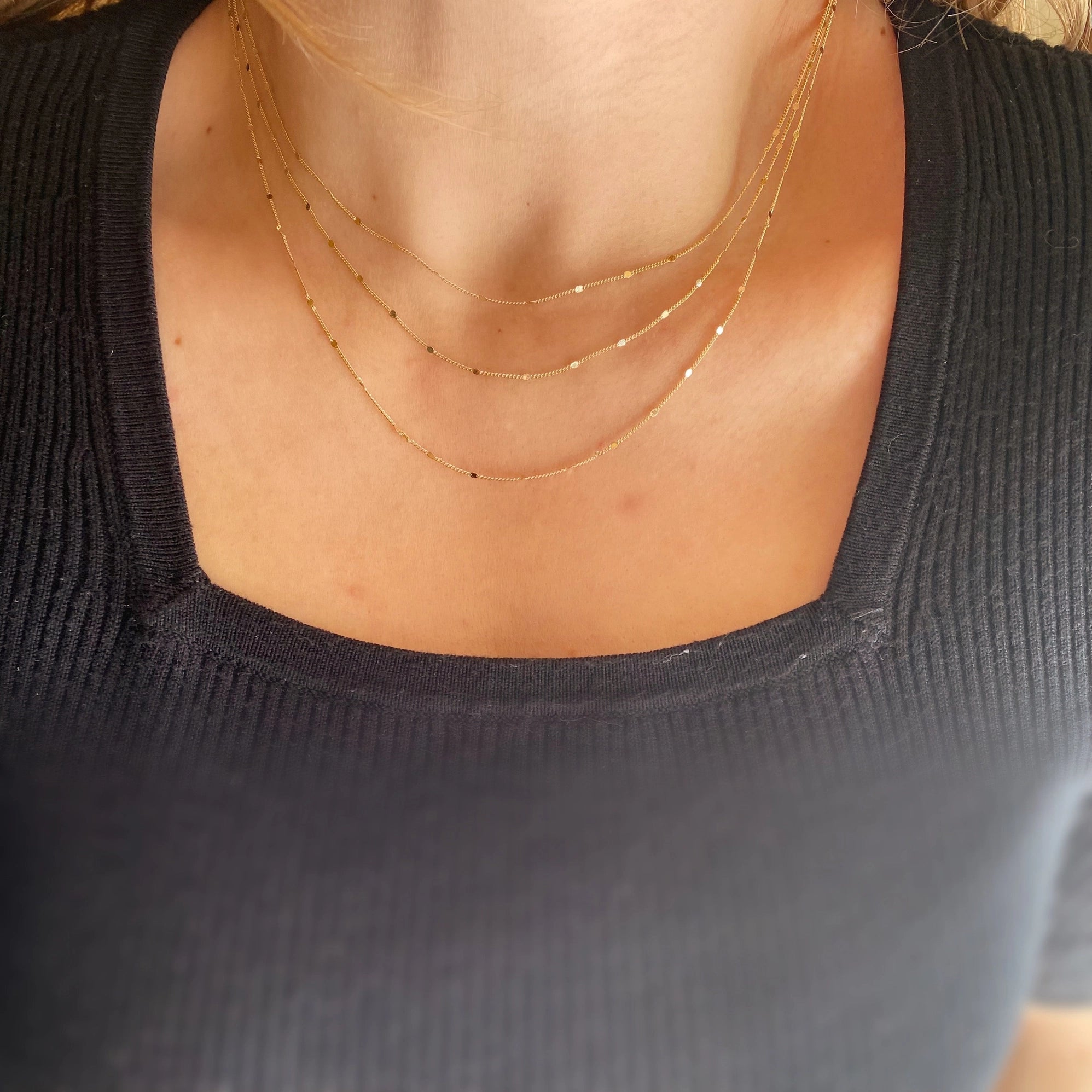 Pressed Chain Necklace, 18k Gold Filled
