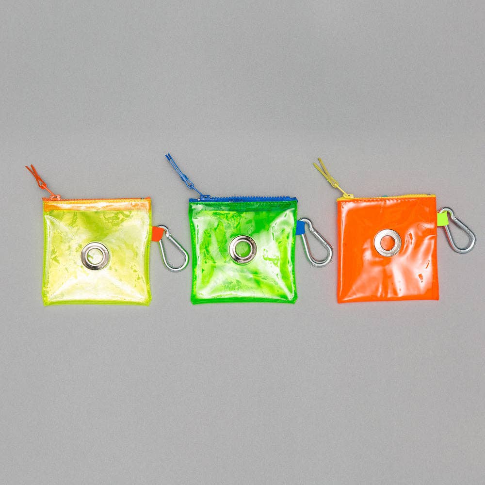 Neon Vinyl Waste Pouch, Green/Blue