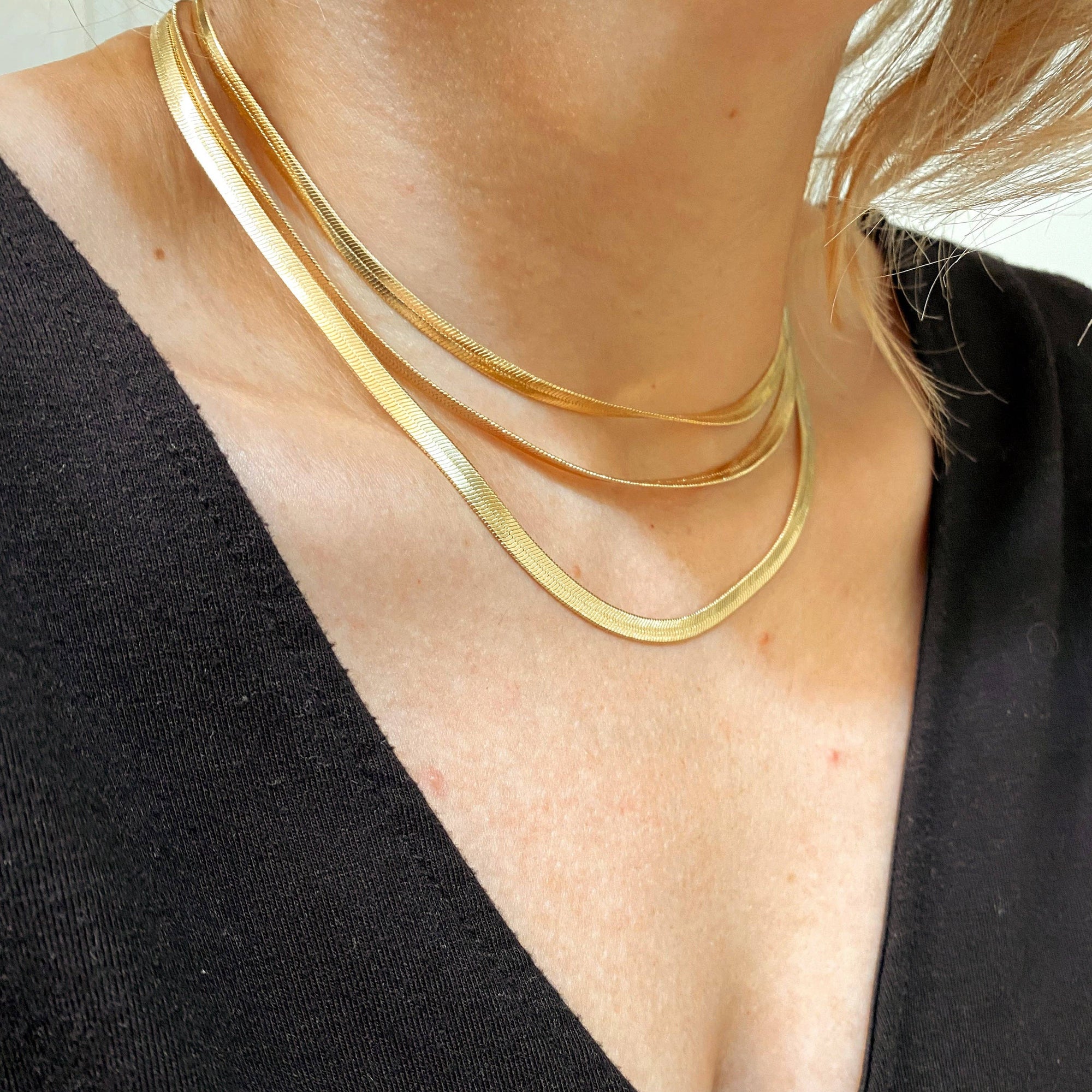 Thick Herringbone Chain, 18k Gold Filled