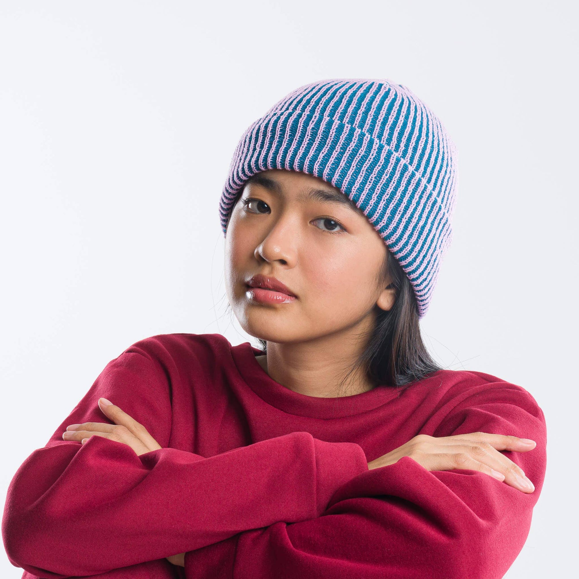 Simple Rib Knit Beanie, Kelly Stone Blue