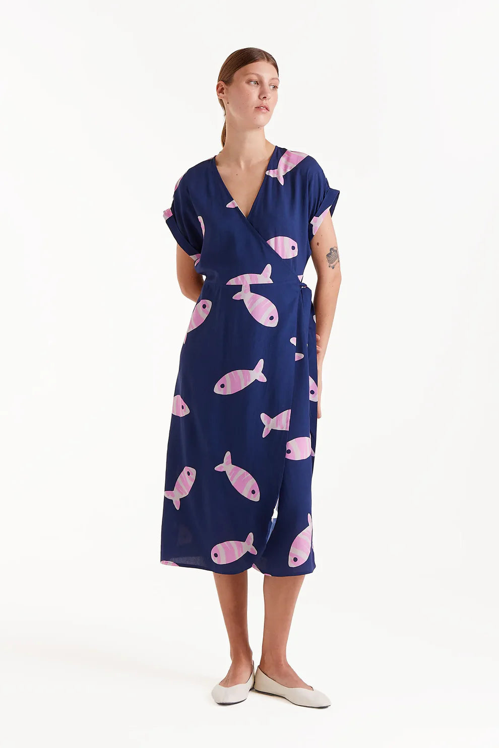 Midi Dress, Pink Fish