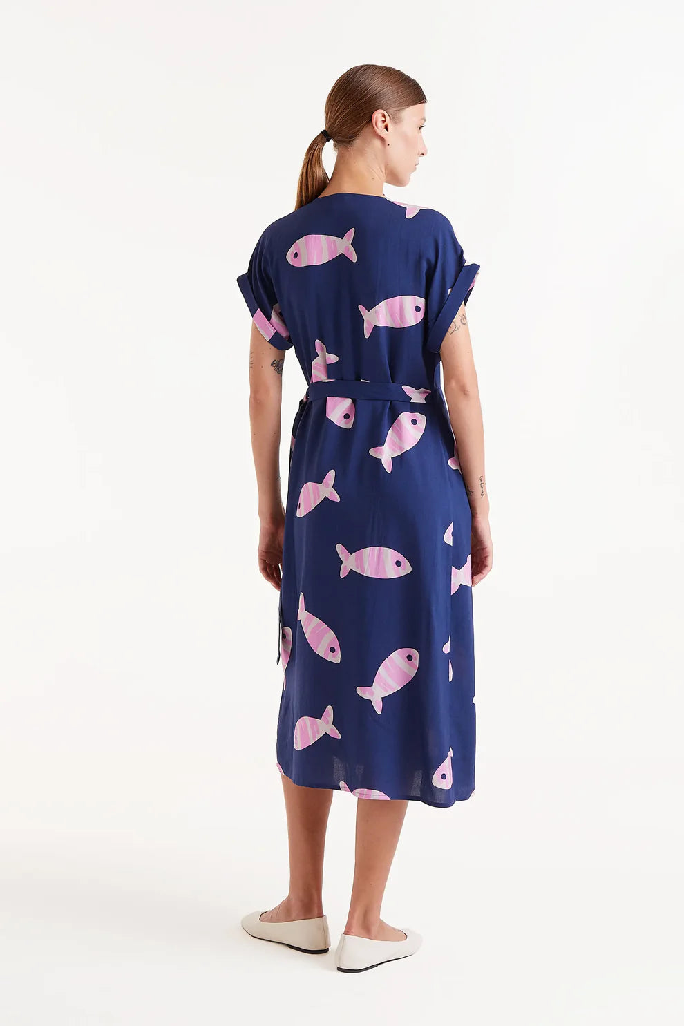 Midi Dress, Pink Fish