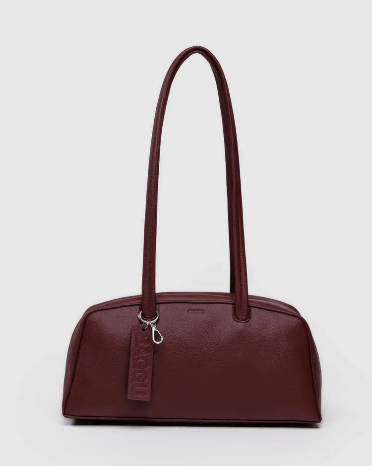 Recycled Leather Bowler Bag, Mahogany