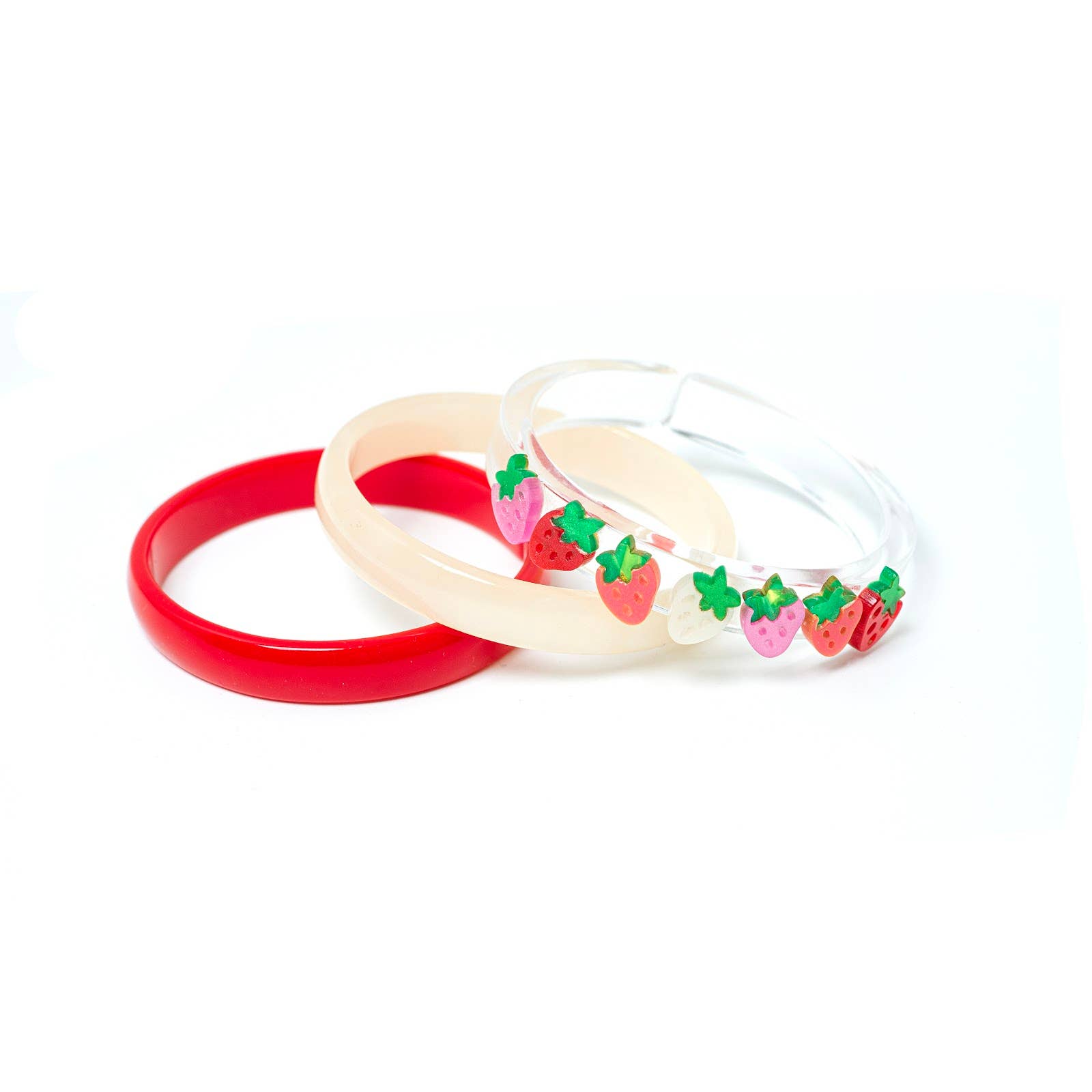 Strawberry White + Red Pearl Bangles