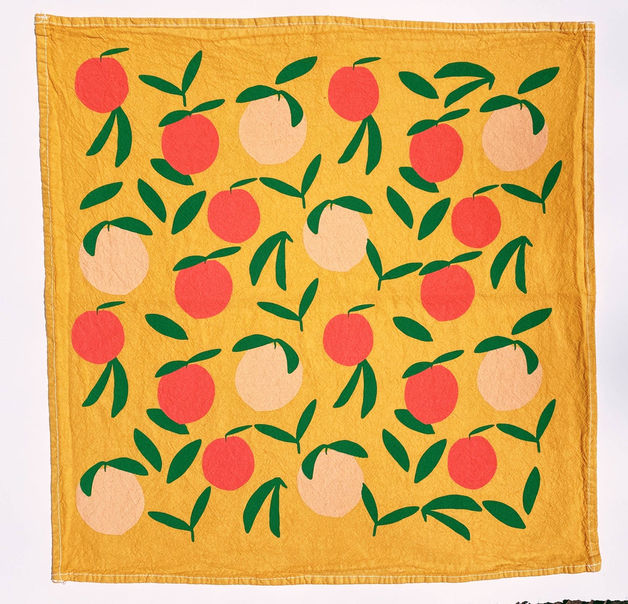 Cotton Tea Towel, Yellow Peach