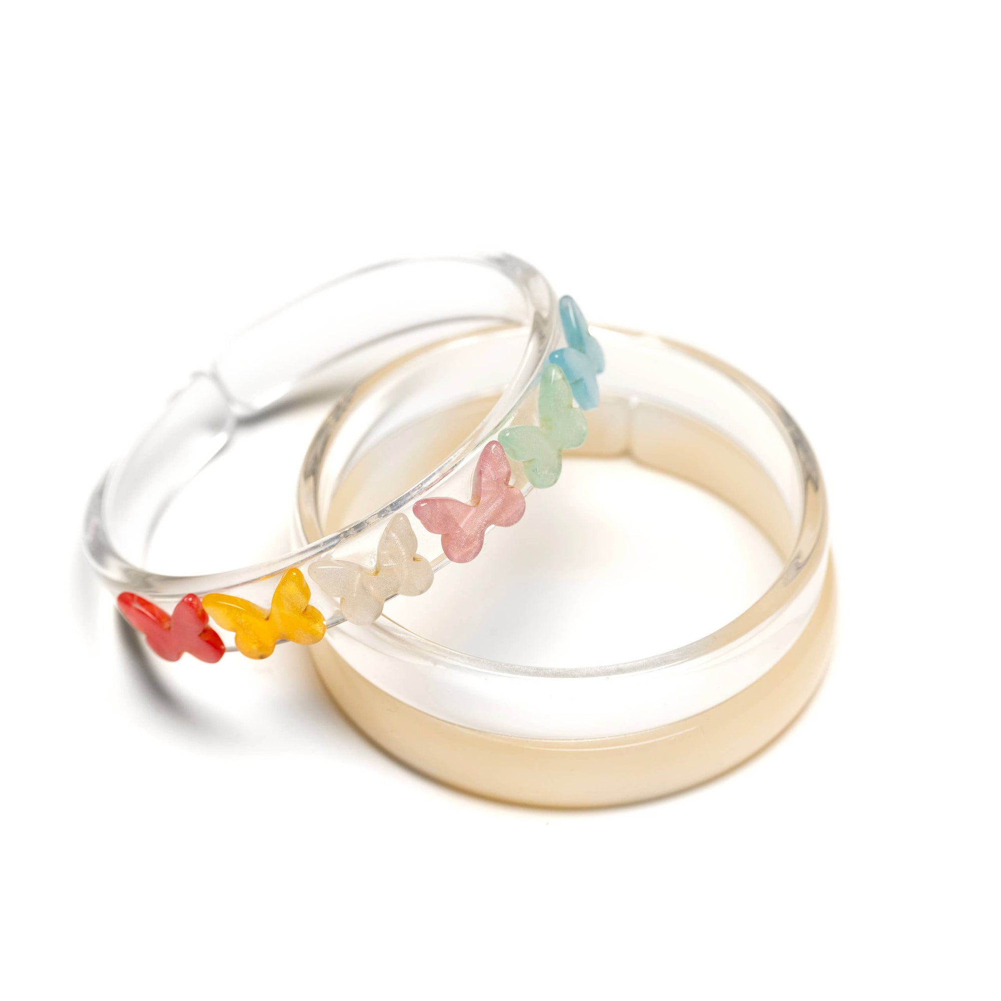 Butterfly Pearl Pastel Bangles, Set of 3