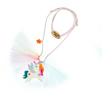Lilies & Roses NY - Unicorn Coral Glitter Wings Necklace by Lilies & Roses NY