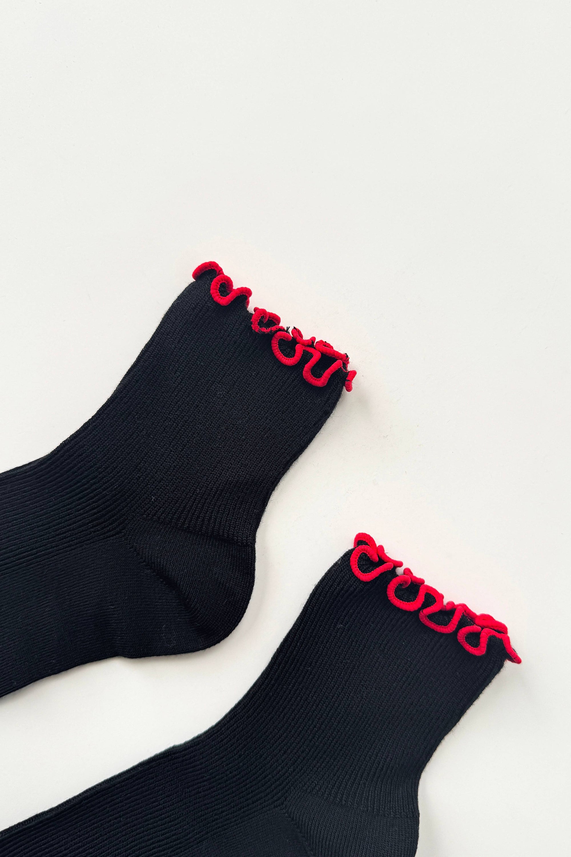 Petite Ruffled Modal Socks, Butter/Baby Blue