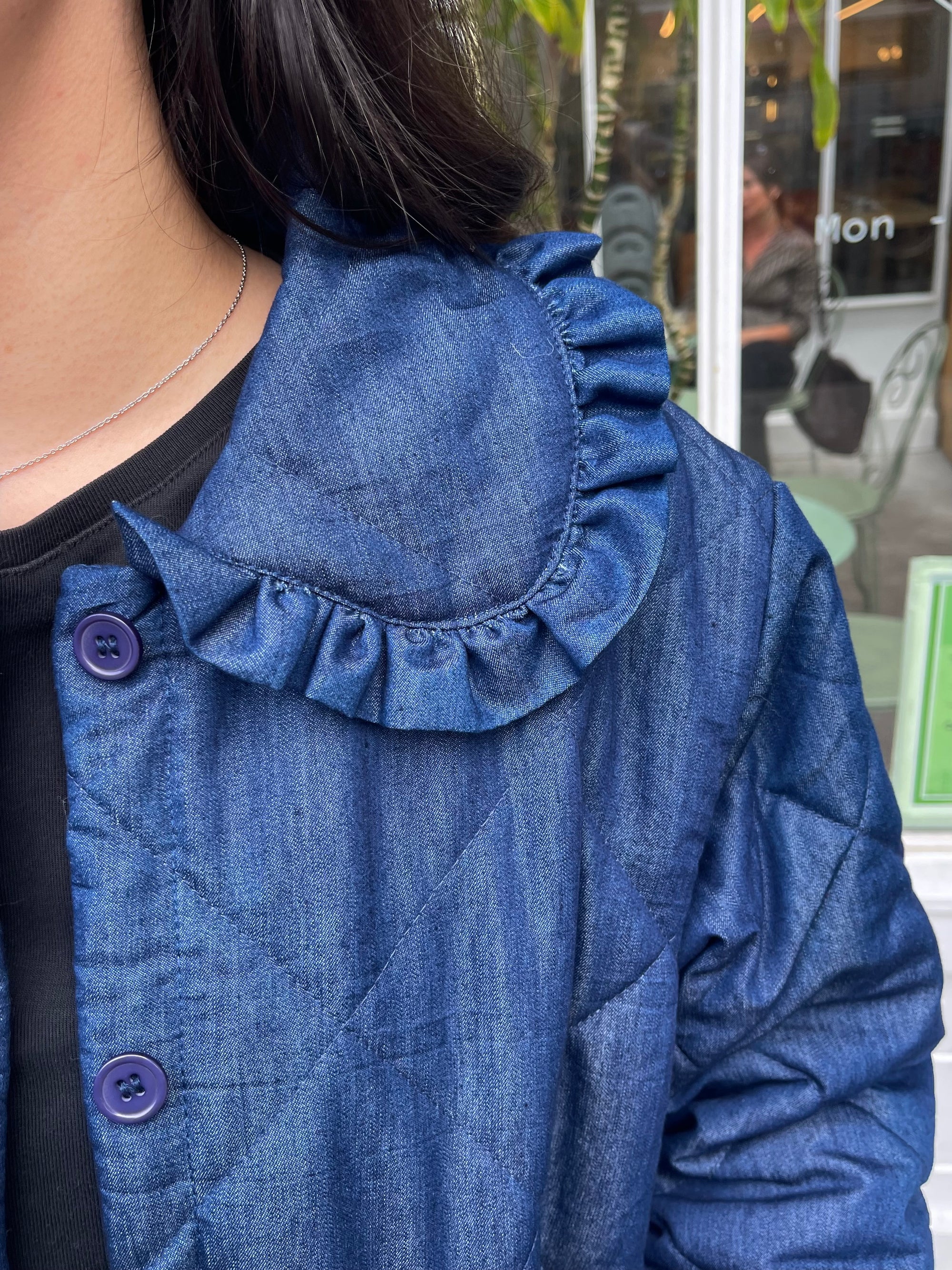 Ruffled Jacket, Blue/Denim
