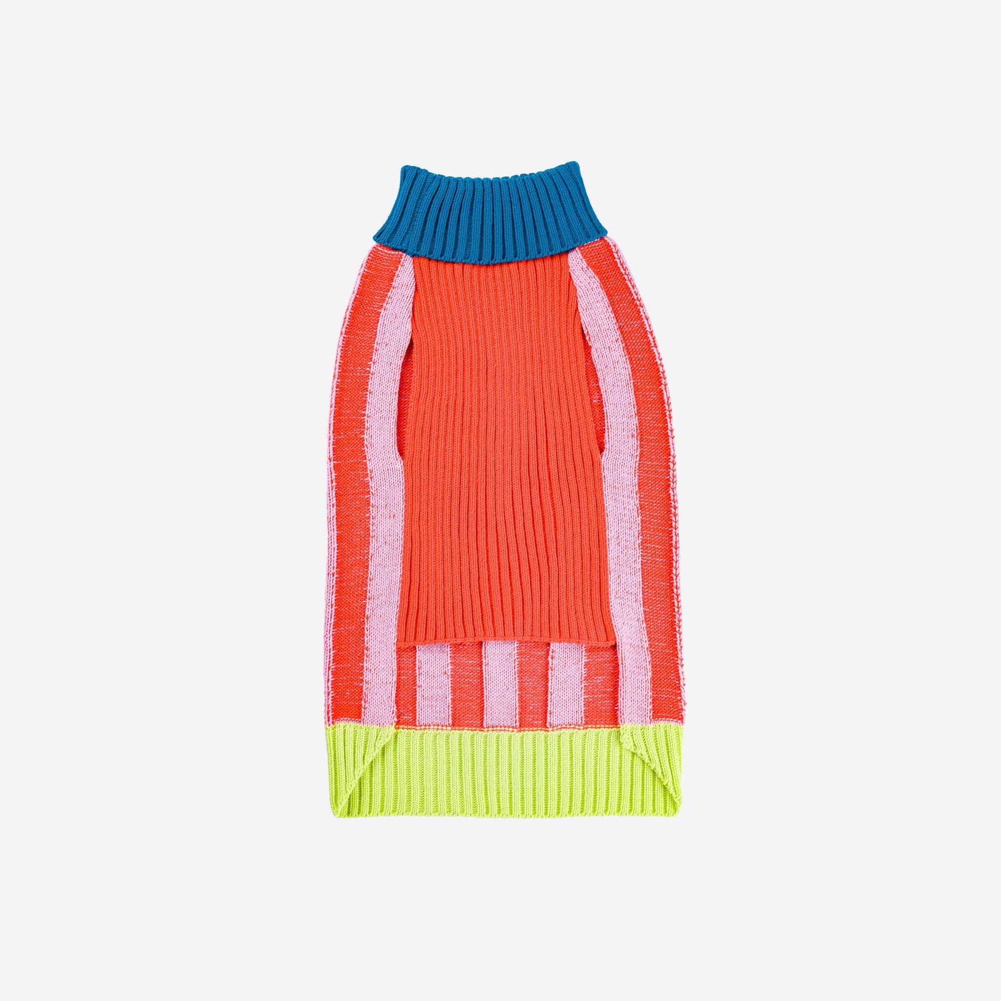 Striped Dog Sweater, Lime Cobalt / M