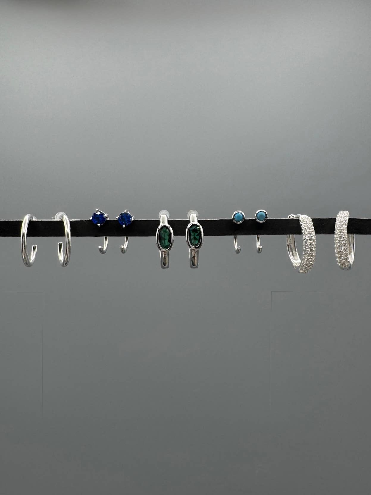 Silver Oval Emerald CZ Hoops