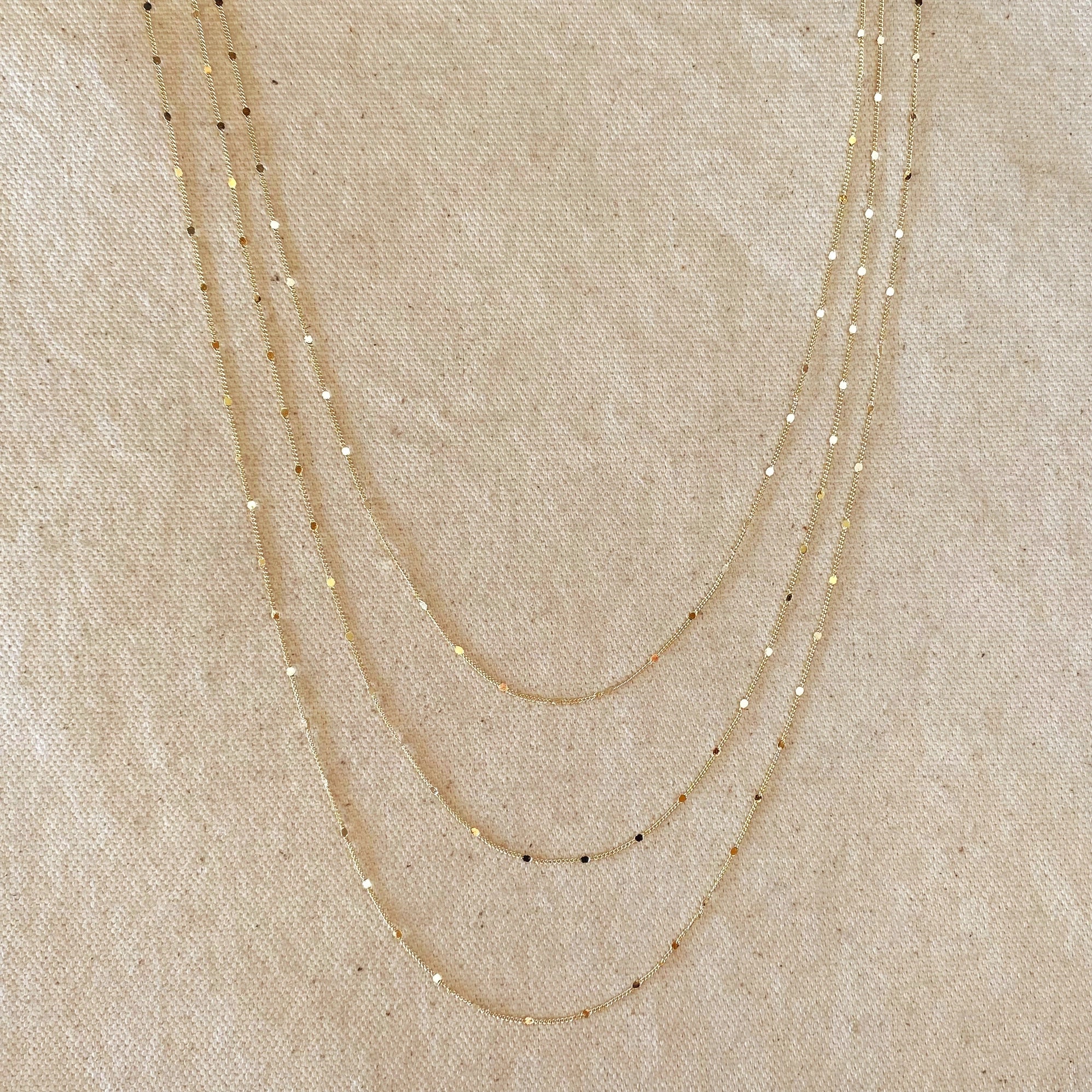 Pressed Chain Necklace, 18k Gold Filled