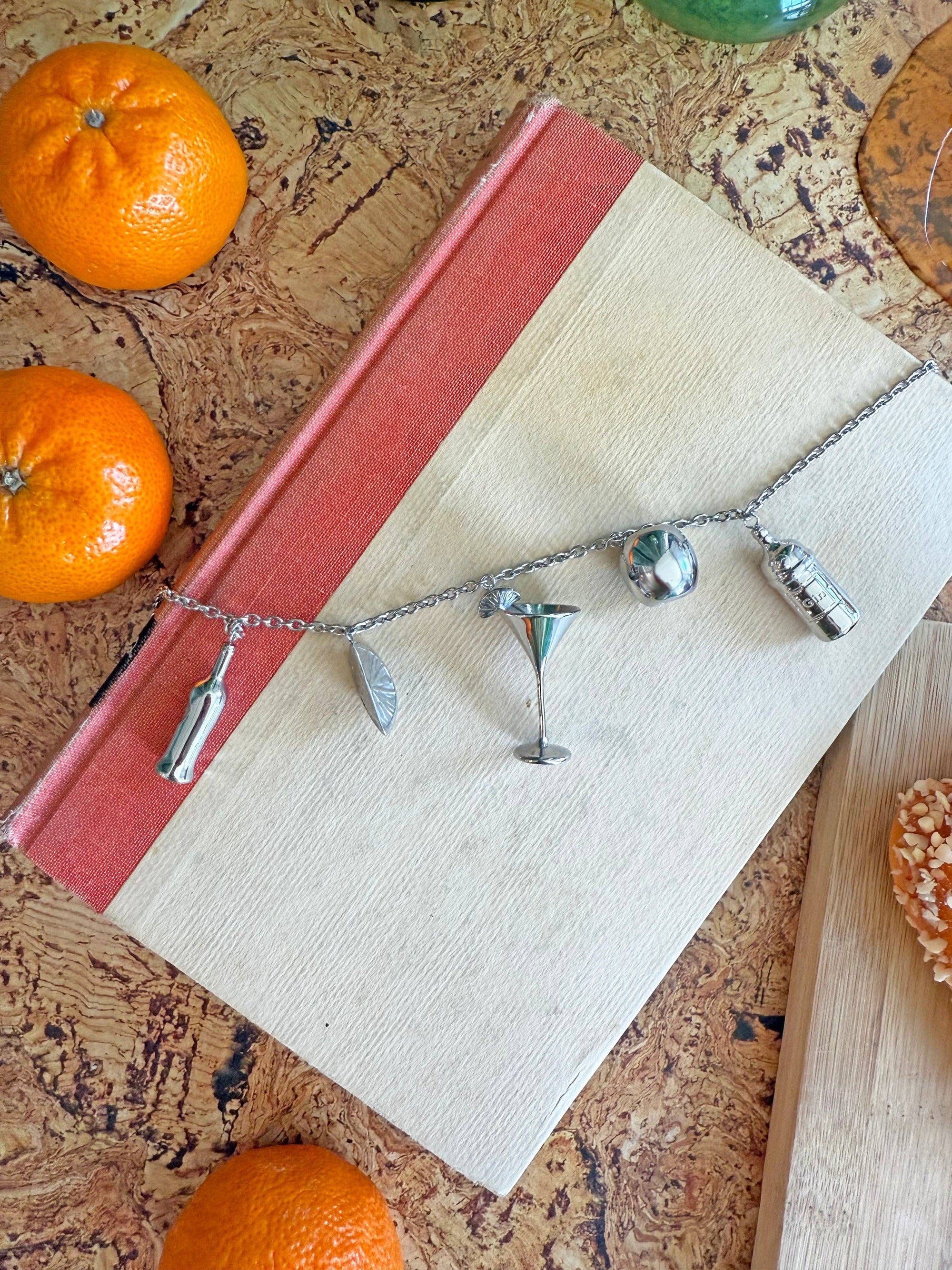 Martini Charm Necklace- Silver
