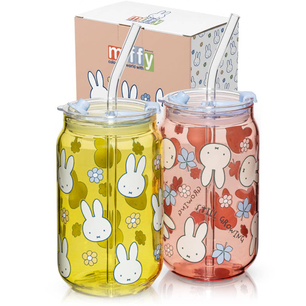 Miffy Spring Drinking Glass with Straw