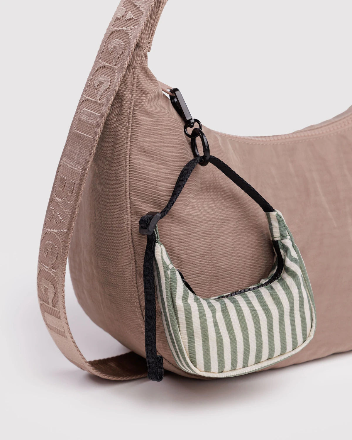 Crescent Bag Charm, Sage Stripe