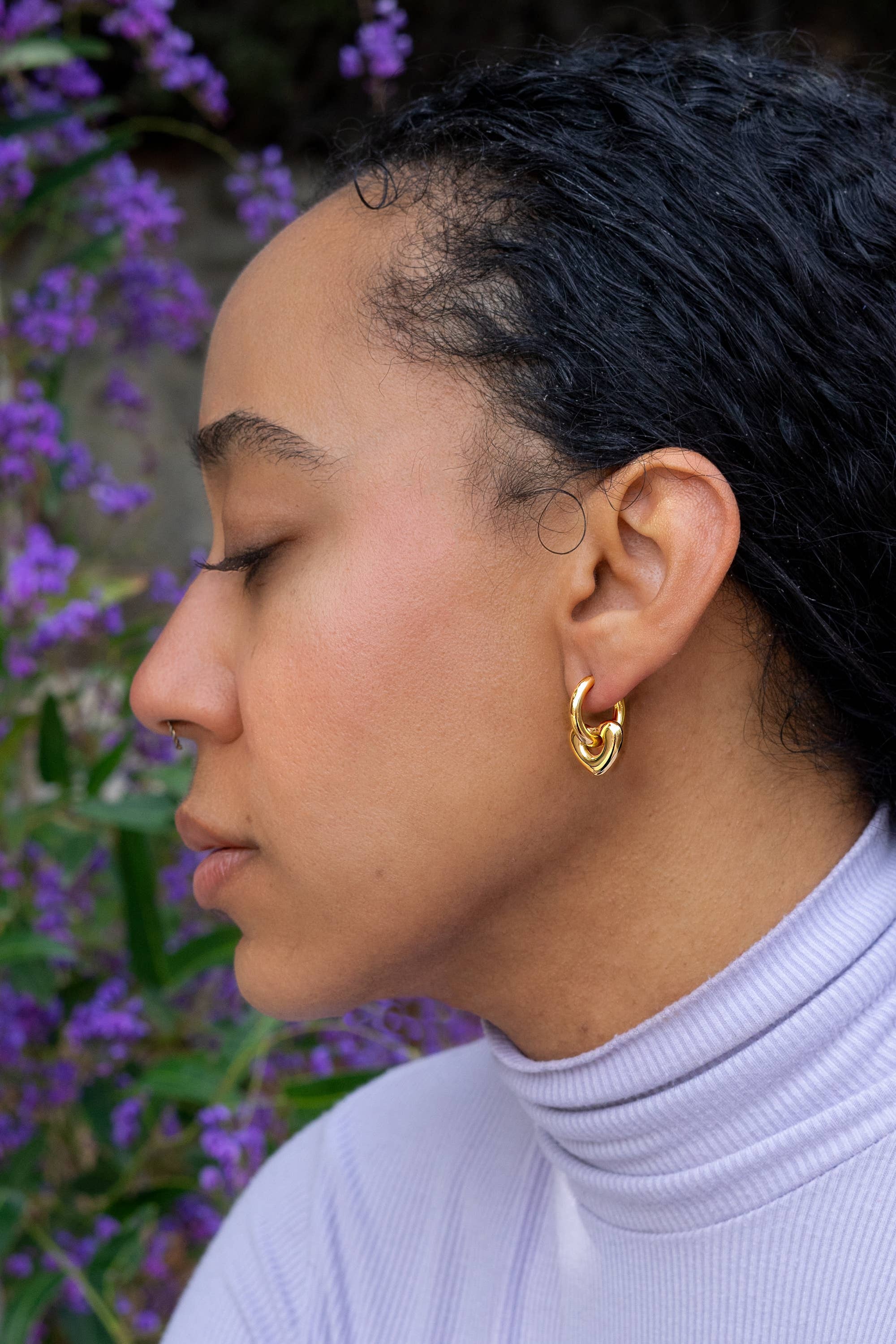 Skip a Beat Hoops, Gold Plated