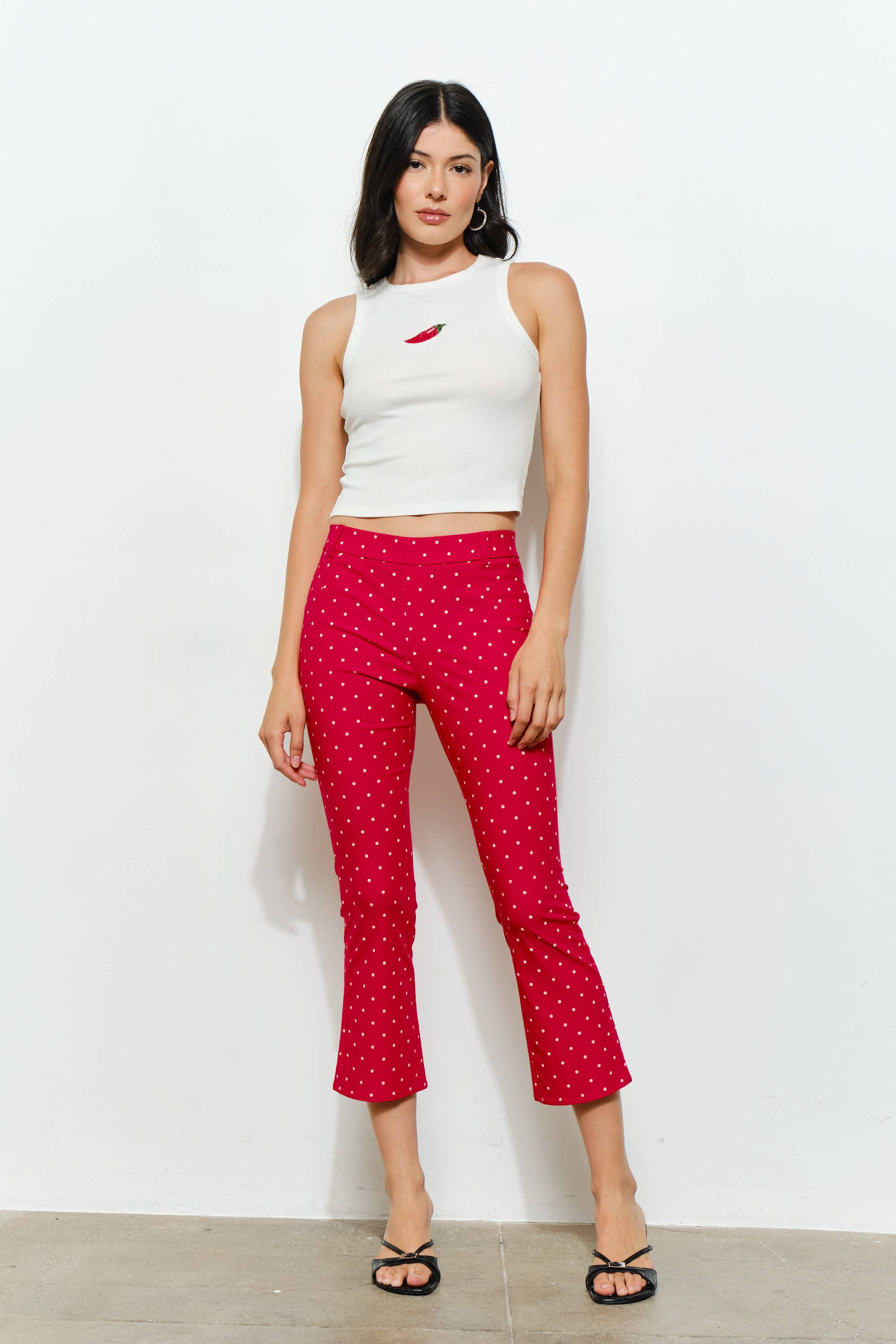 Capri Pants, Red Polka Dot