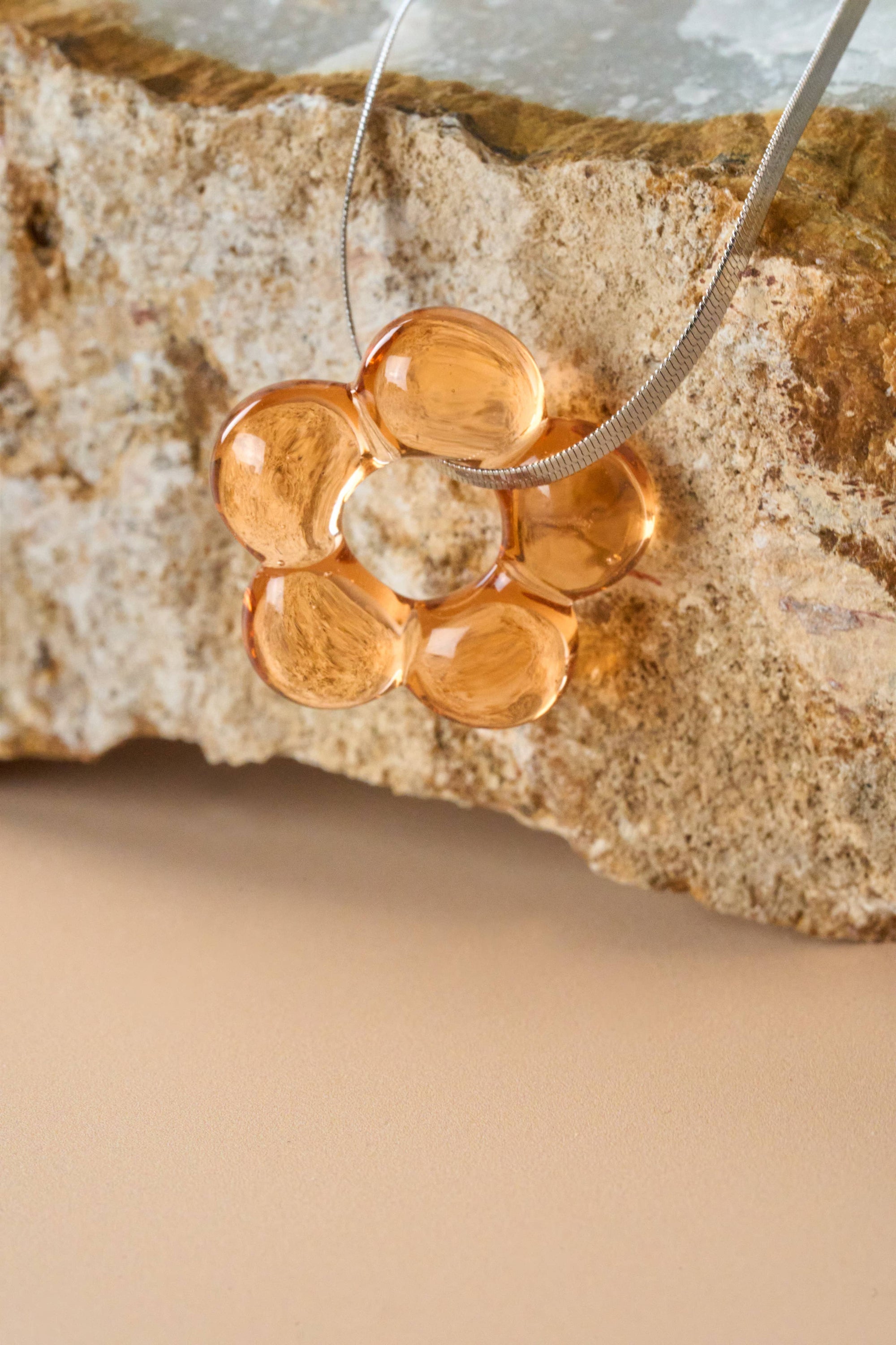 Dazy Glaze Necklace, Stainless Steel, Amber
