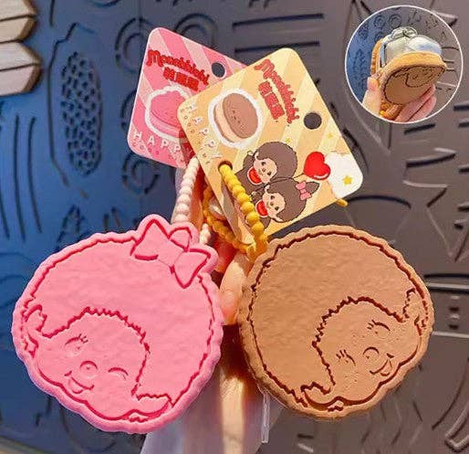 Monchhichi Cookie Mini Pouch Keychain,  Brown