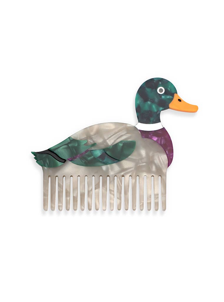 Wide-Tooth Mini Hair Comb, Mallard Duck