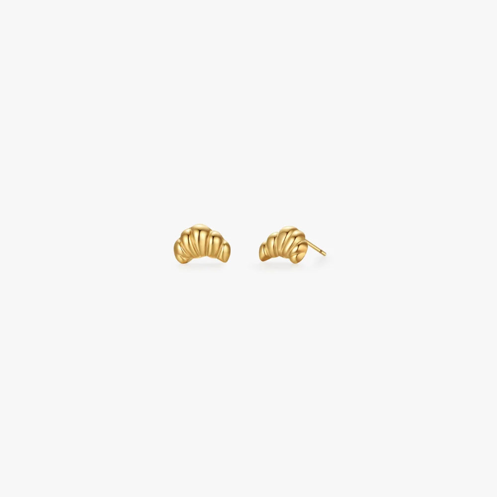 Croissant Earrings, Gold