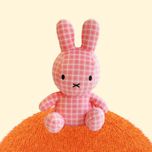 Miffy Classic Check Plush Doll, 30cm, Pink