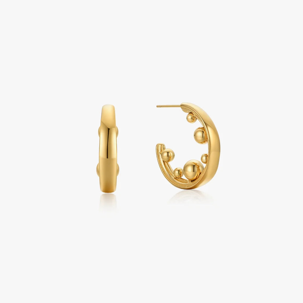 Mira Bold Sphere Hoop Earrings, Gold
