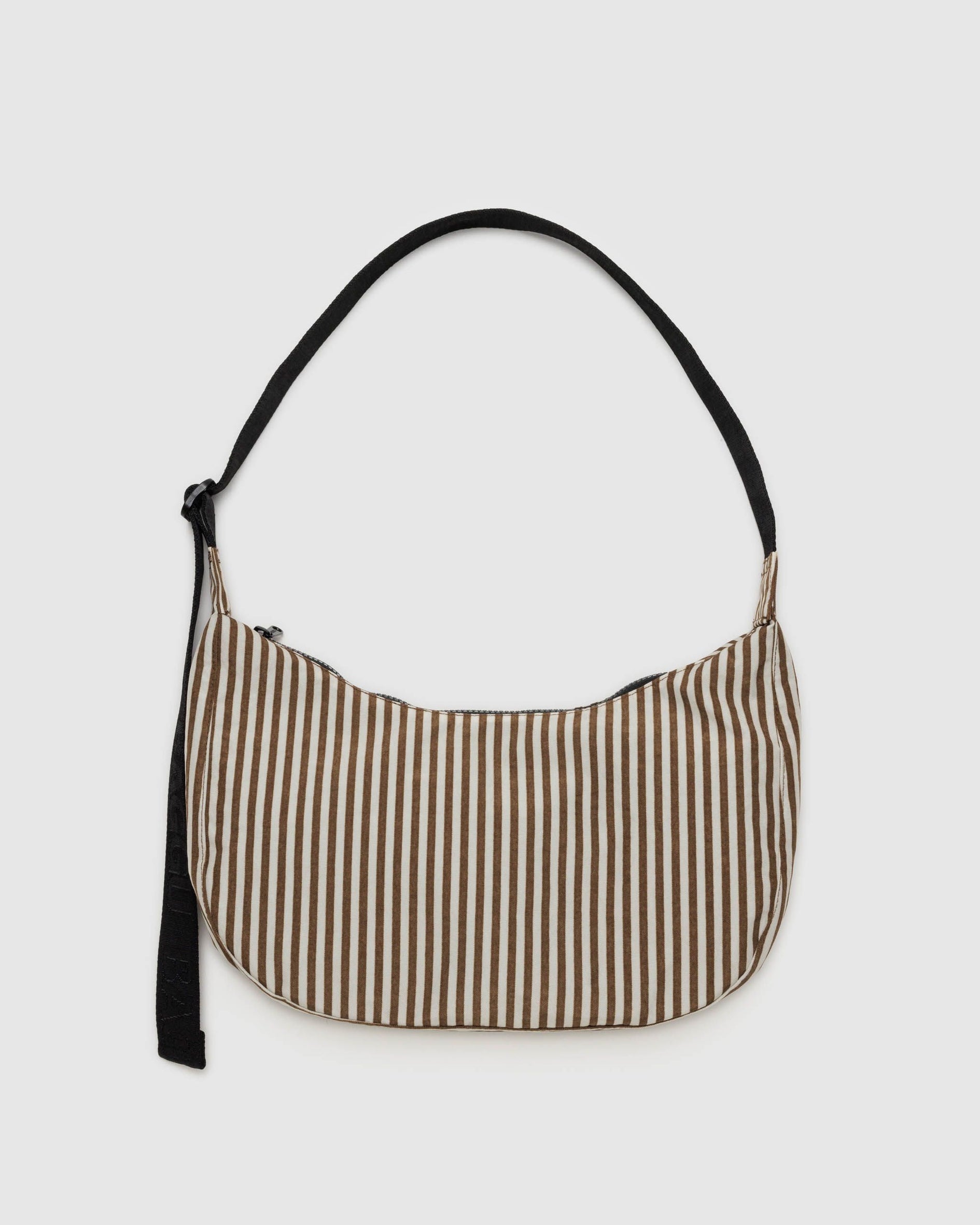 Medium Nylon Crescent Bag, Brown Stripe
