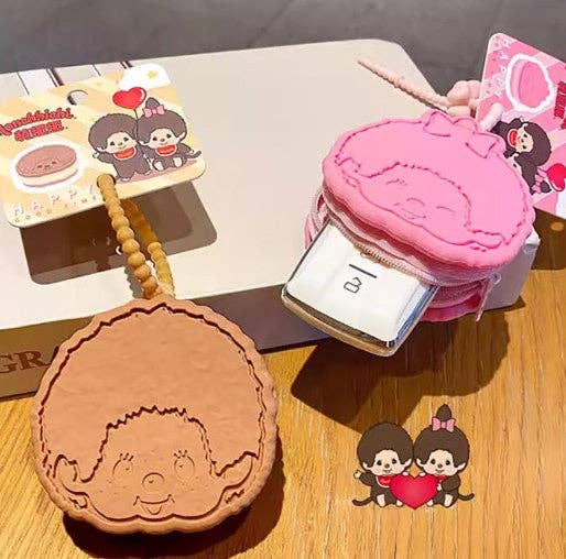 Monchhichi Cookie Mini Pouch Keychain, Pink