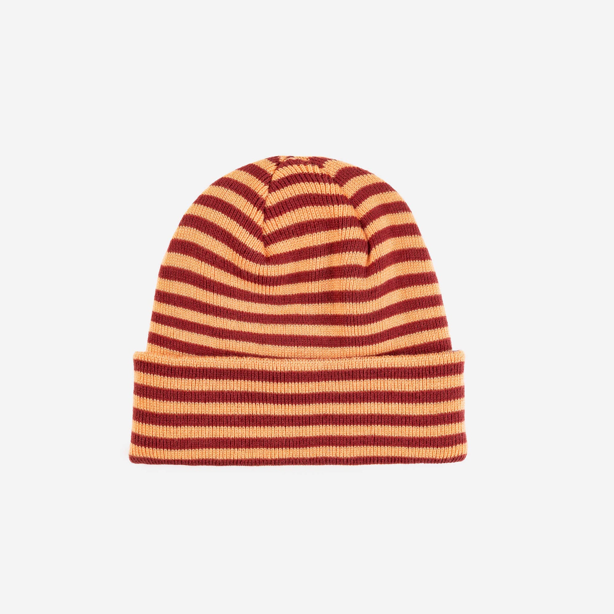 Simple Stripe Knit Beanie, Peach Wine Red