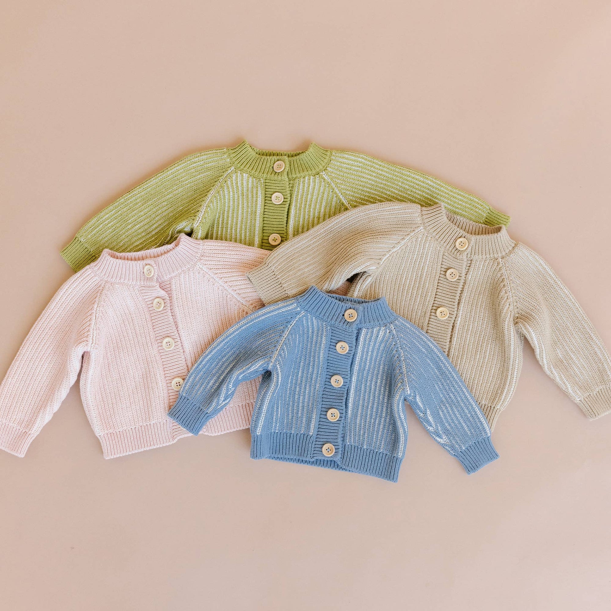 Kids Cottom Brioche Cardigan, Dusty Blue