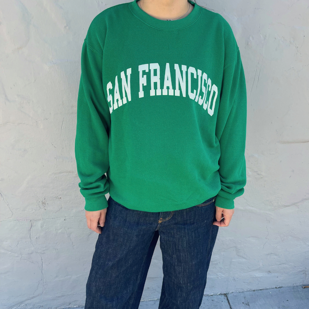 San Francisco Sweatshirt, Kelly Green/White