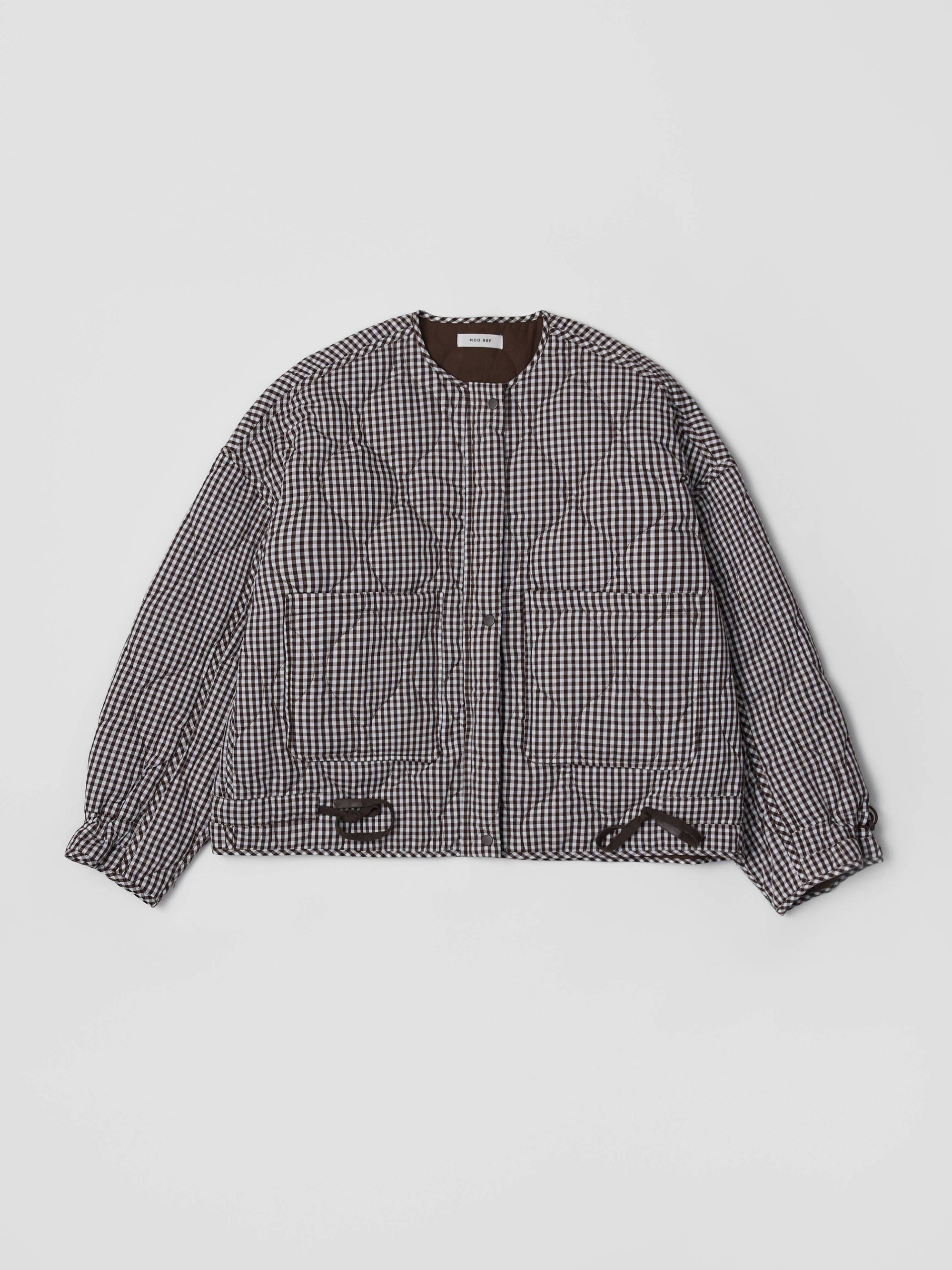 Quilted Gingham Jacket, Brown